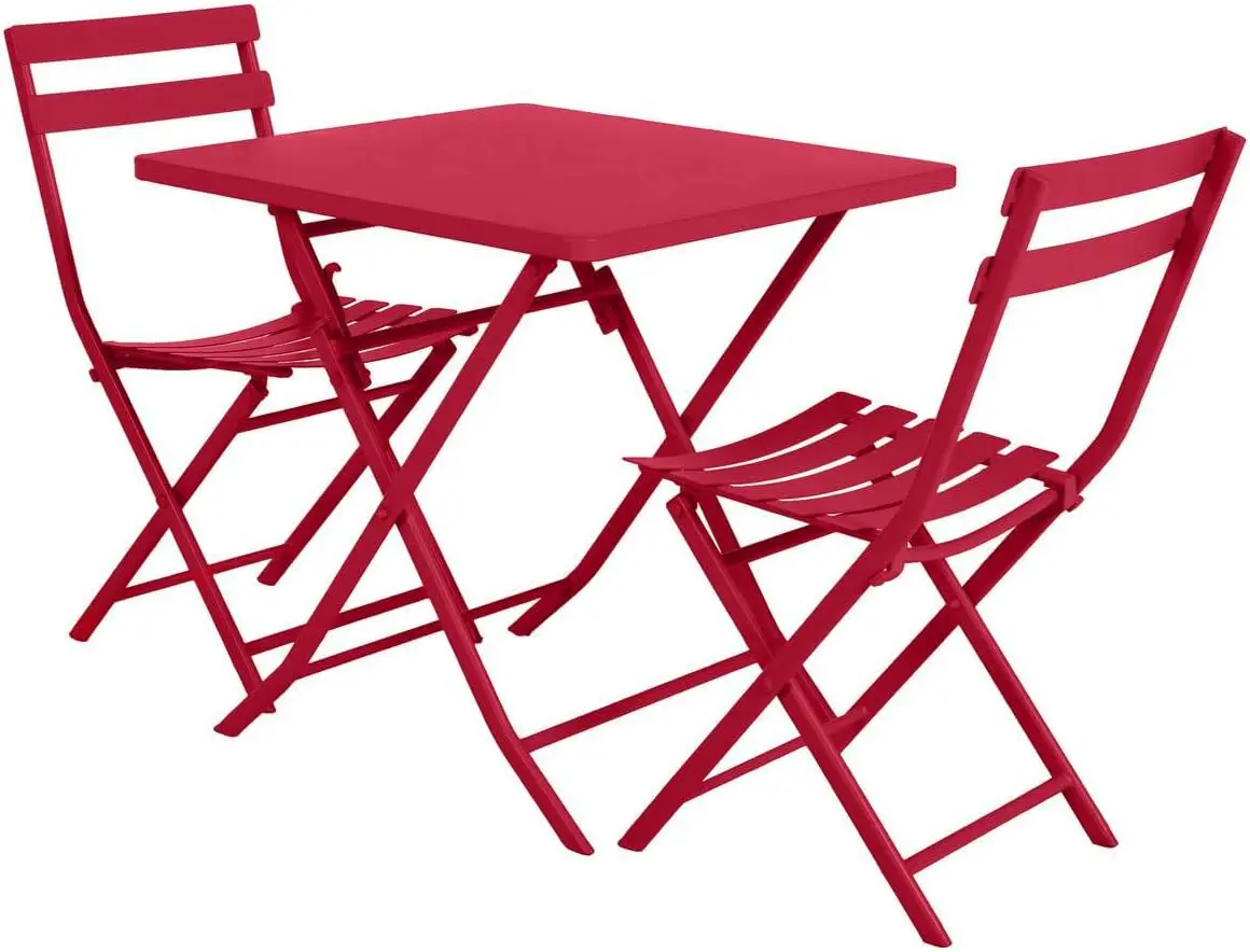 Table de jardin 2 places rouge 70 x 70 vue 4
