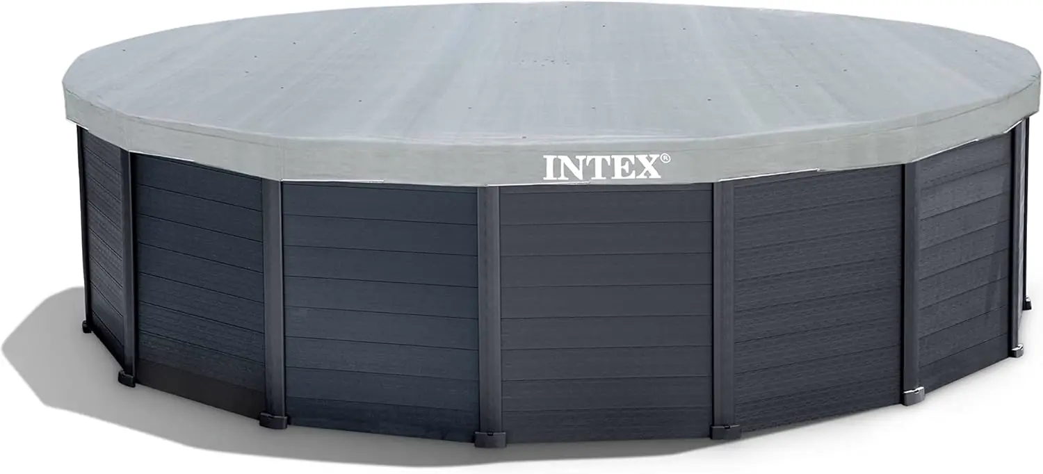 Piscine hors sol en acier gris 4,78 × 4,78 m vue 3