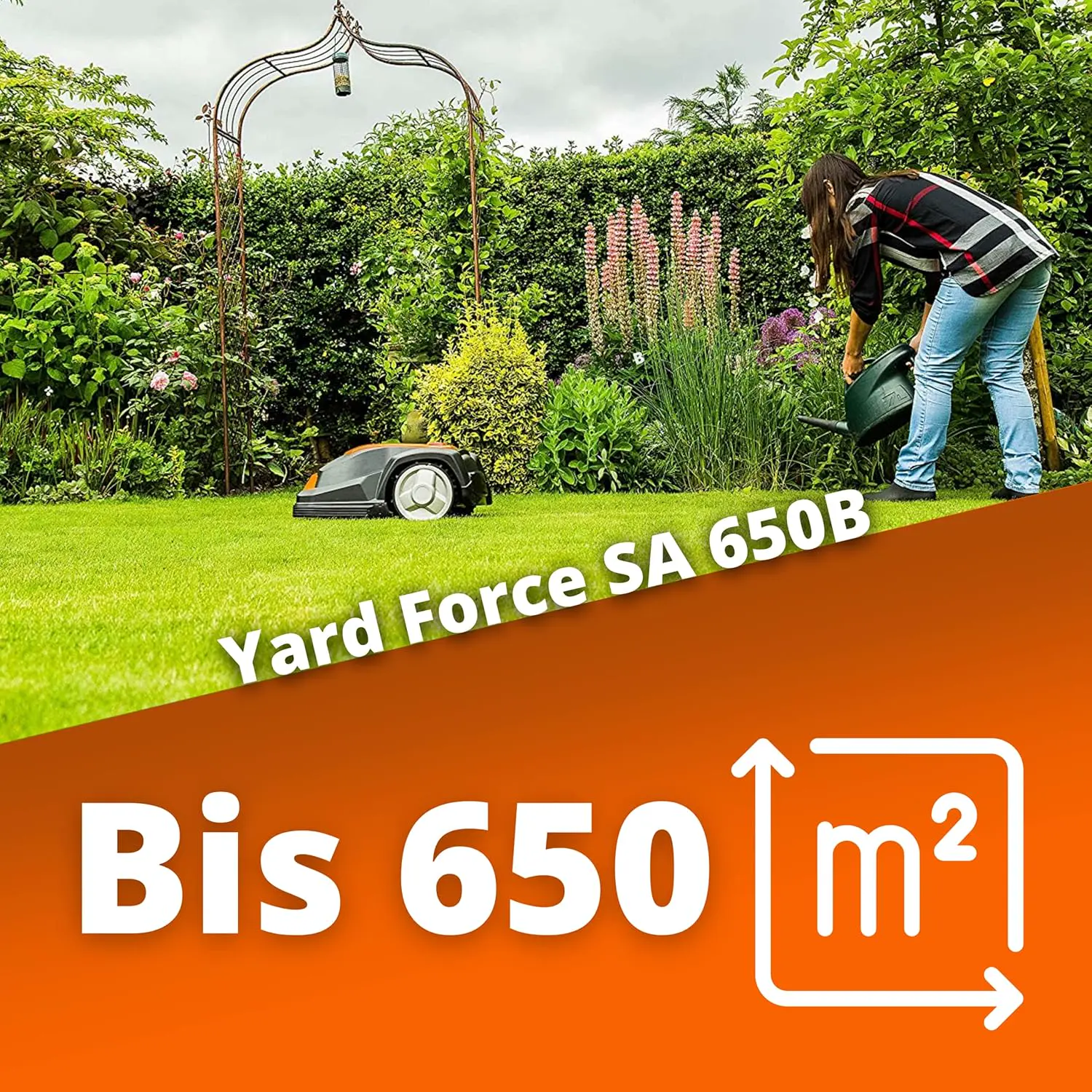Robot tondeuse orange 650m² vue 2