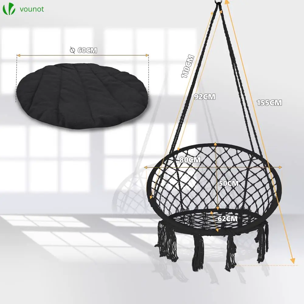 Fauteuils suspendus en acier gris 62 x 155 cm vue 4