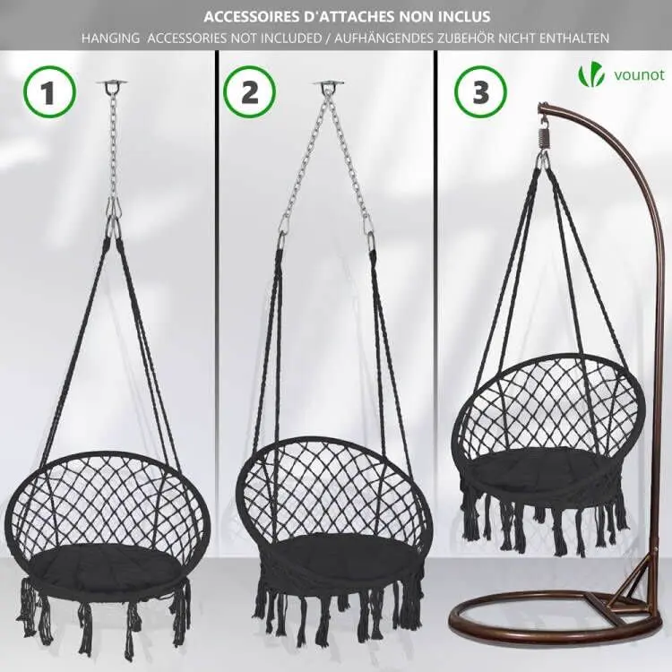 Fauteuils suspendus en acier gris 62 x 155 cm vue 5