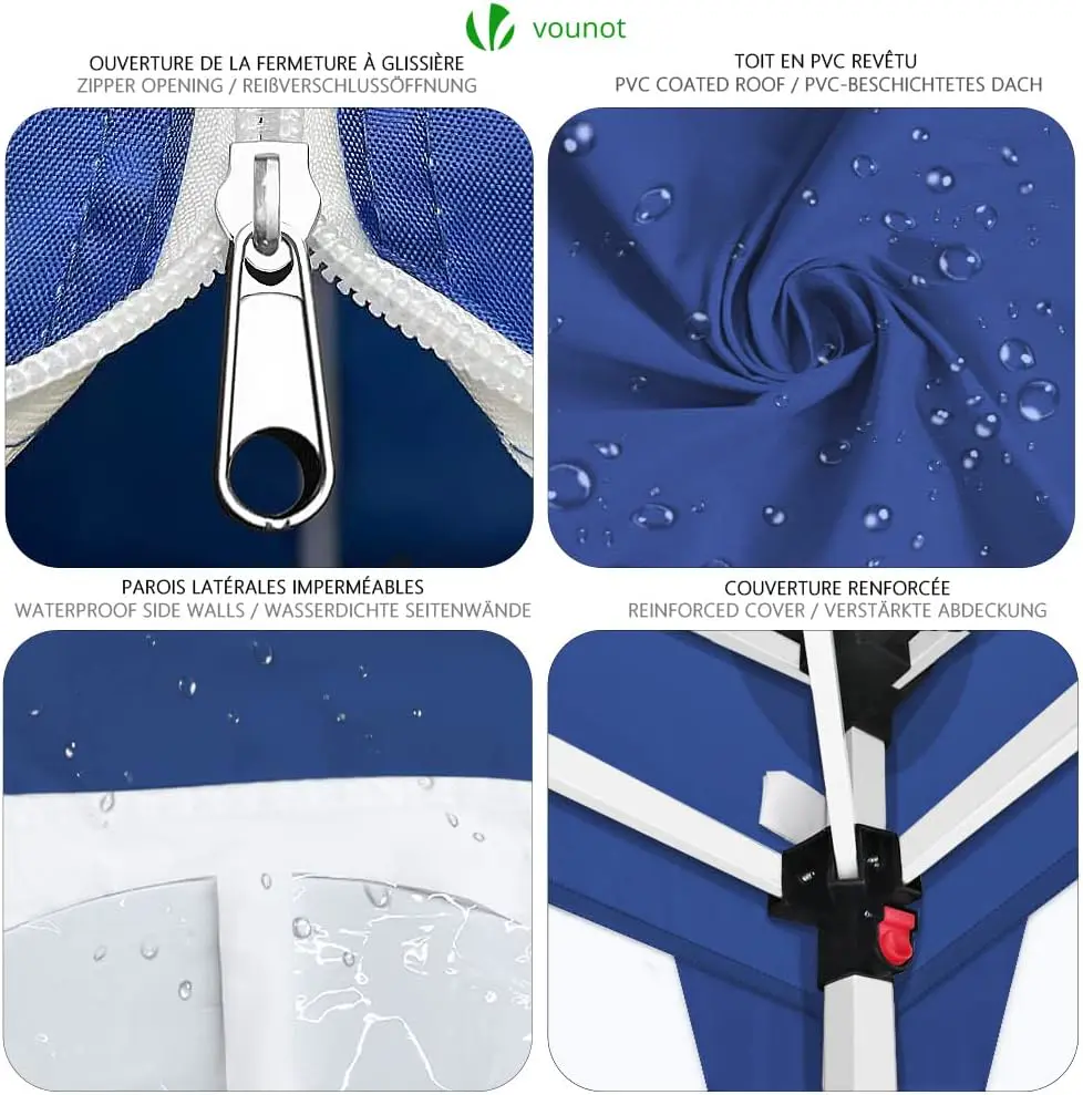 Tonnelle en acier bleu 3x3m vue 4