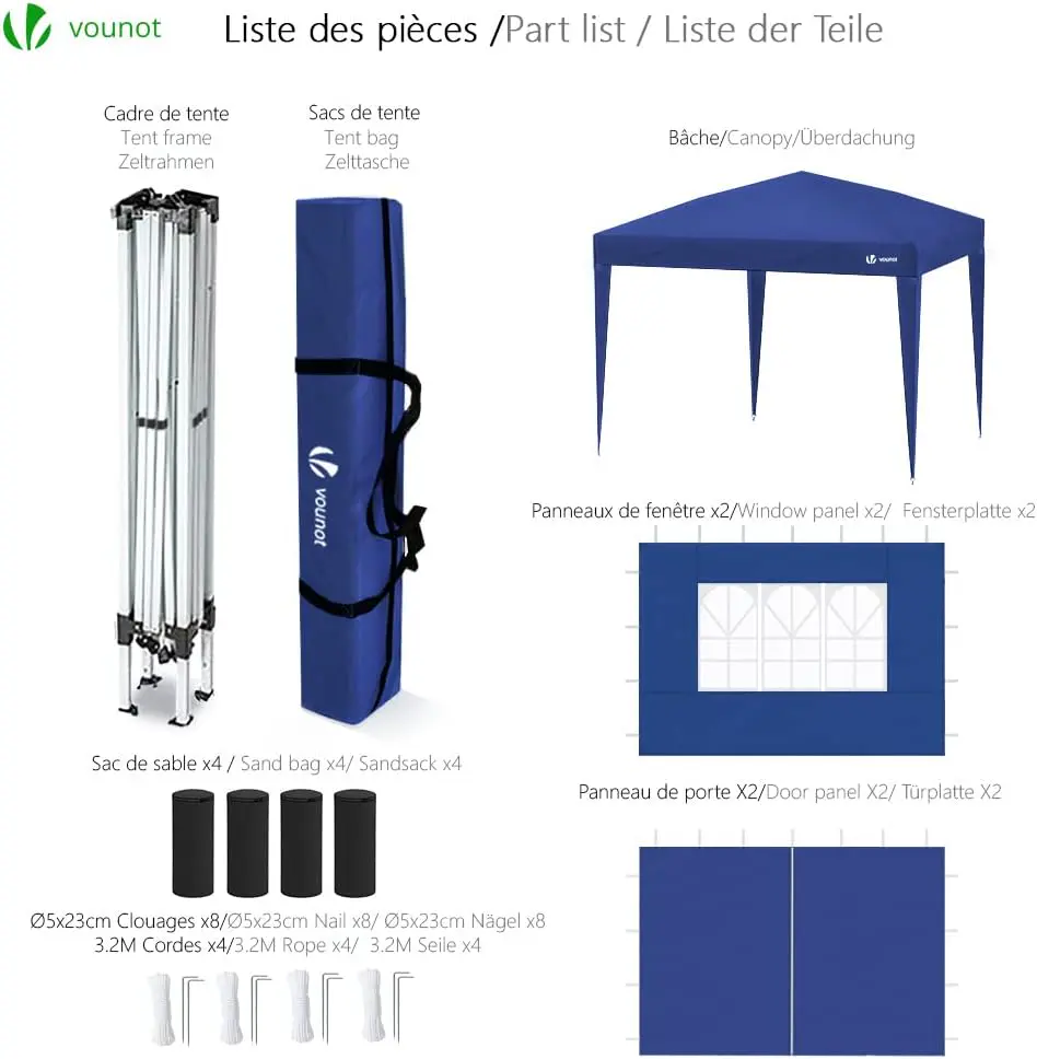 Tonnelle en acier bleu 3x3m vue 6
