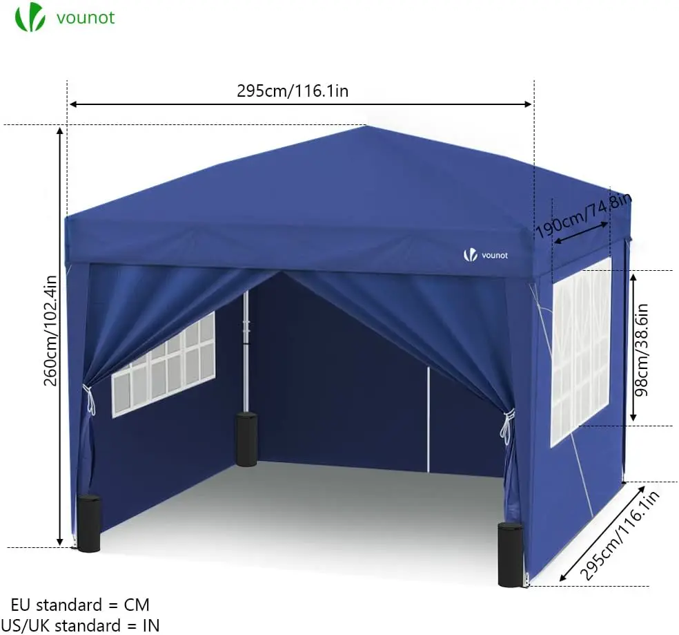 Tonnelle en acier bleu 3x3m vue 7