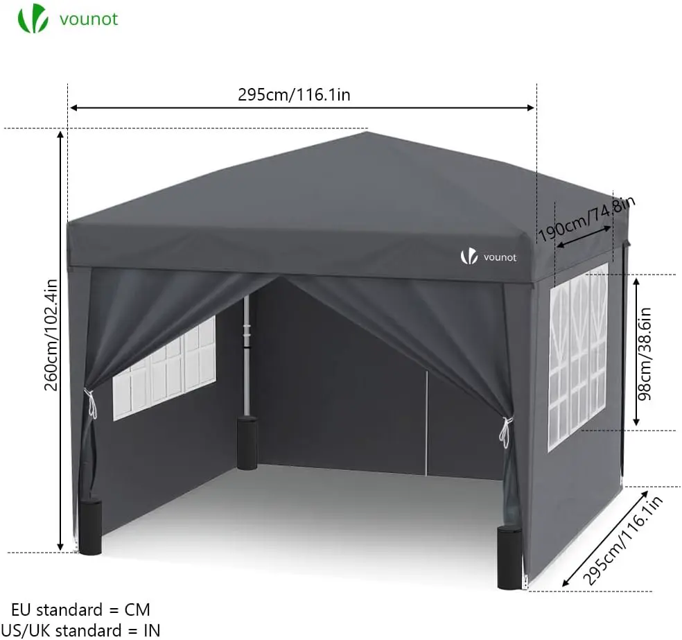 Tonnelle en acier sable 3x3m vue 7