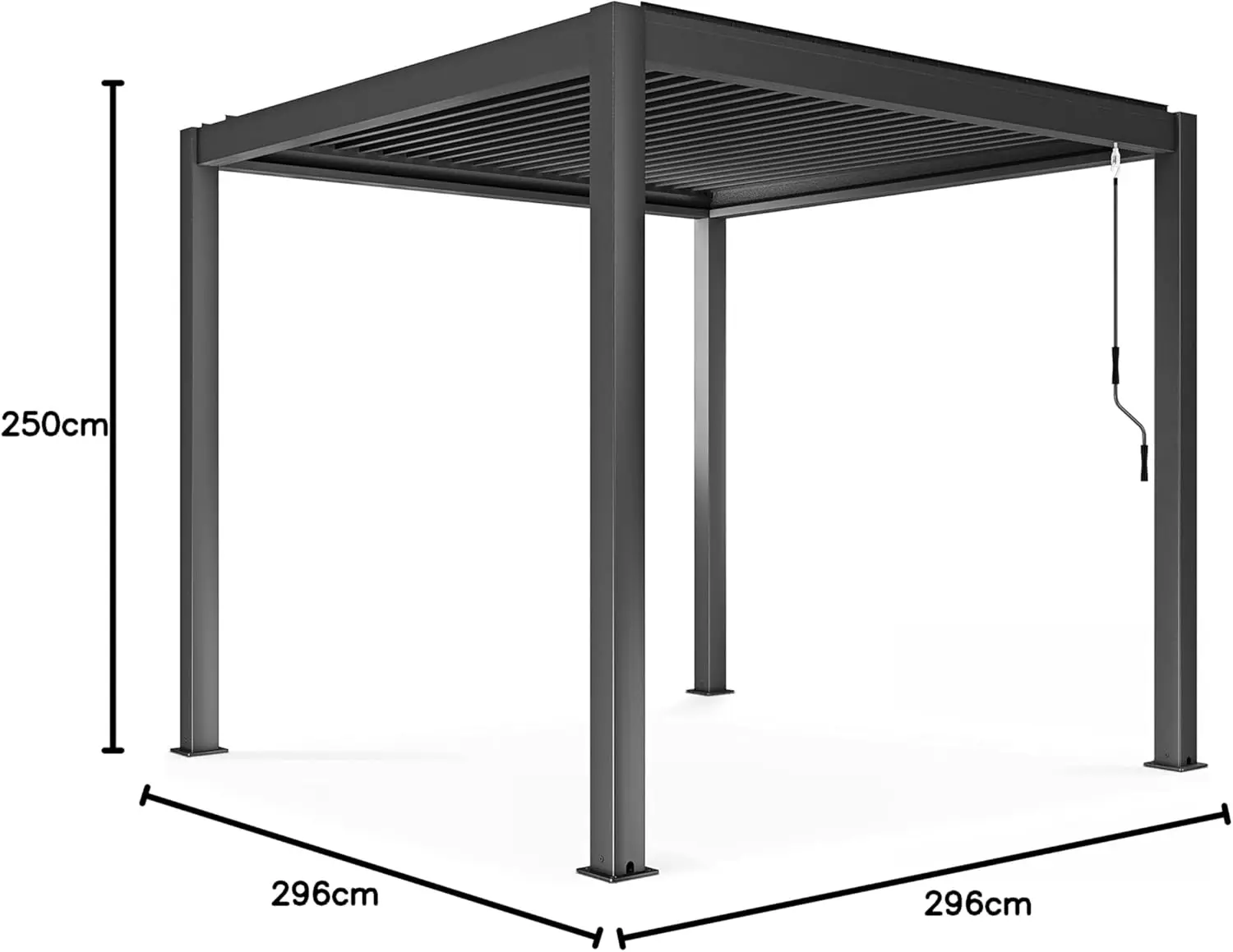 Pergola en aluminium gris 9 m² autoportée vue 8