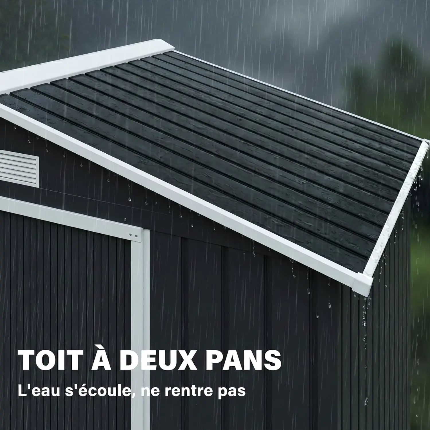 Abri de jardin en métal en acier gris 2,77 m² vue 6