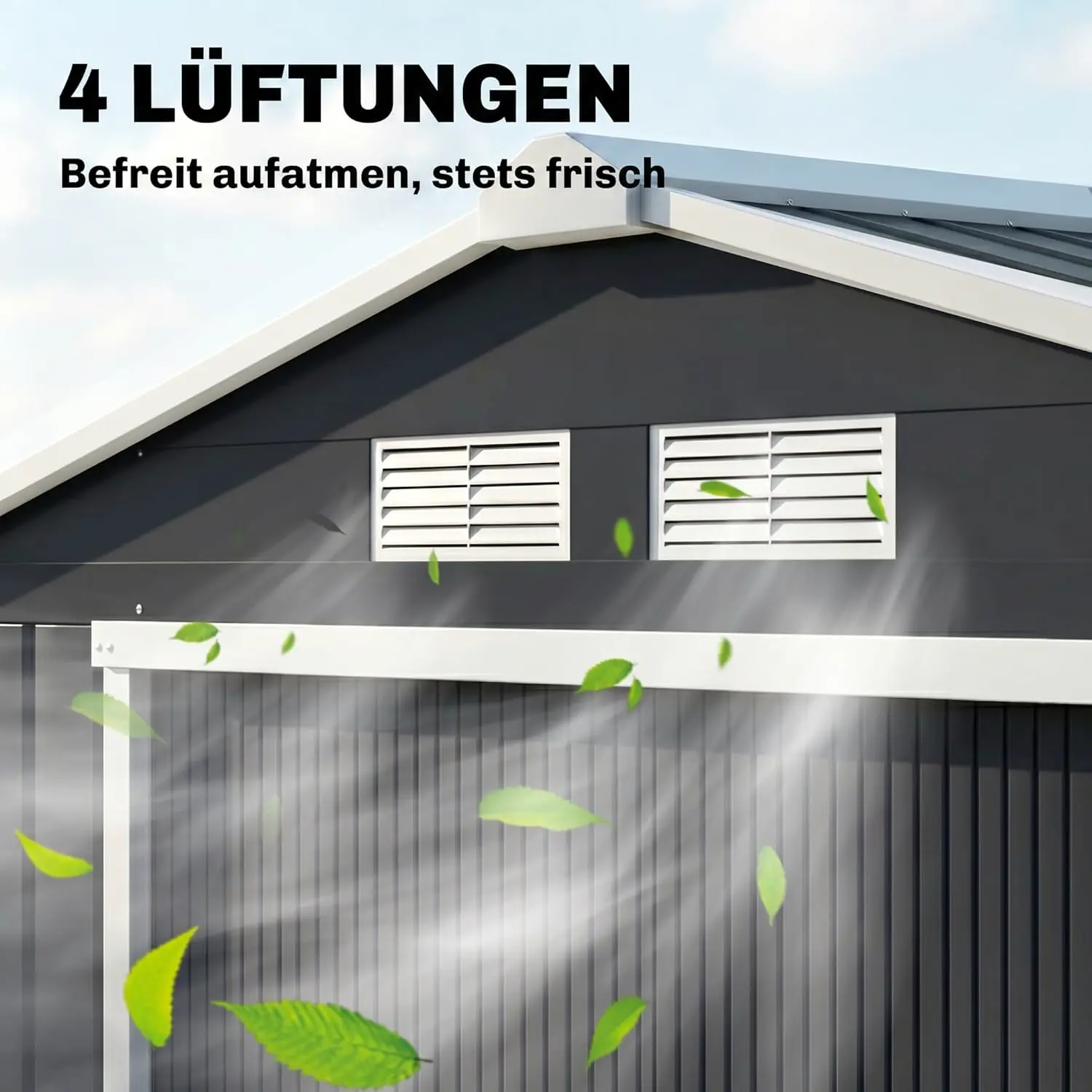 Abri de jardin en métal en acier gris 2,77 m² vue 7