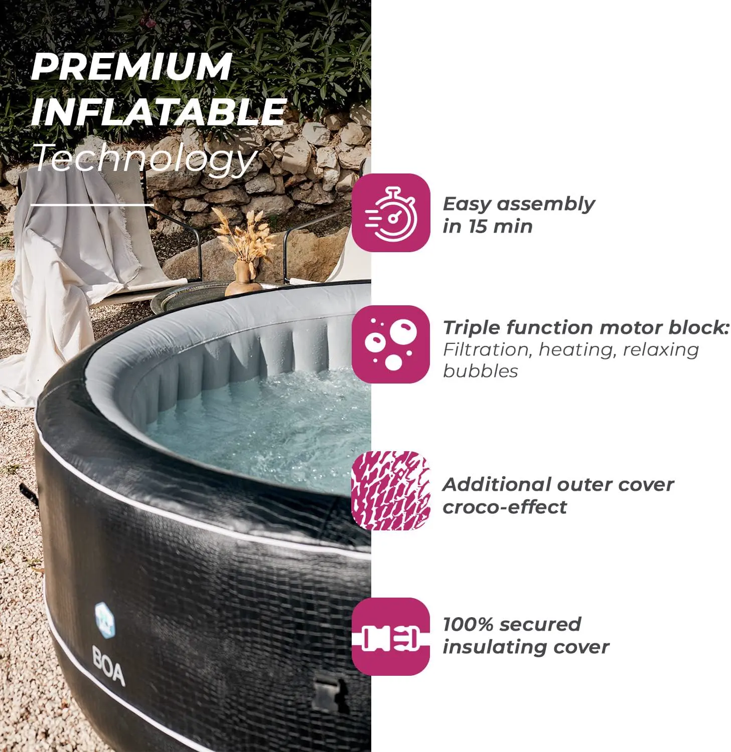 Spa gonflable 6 personnes 6 places 195 x 70 cm vue 4