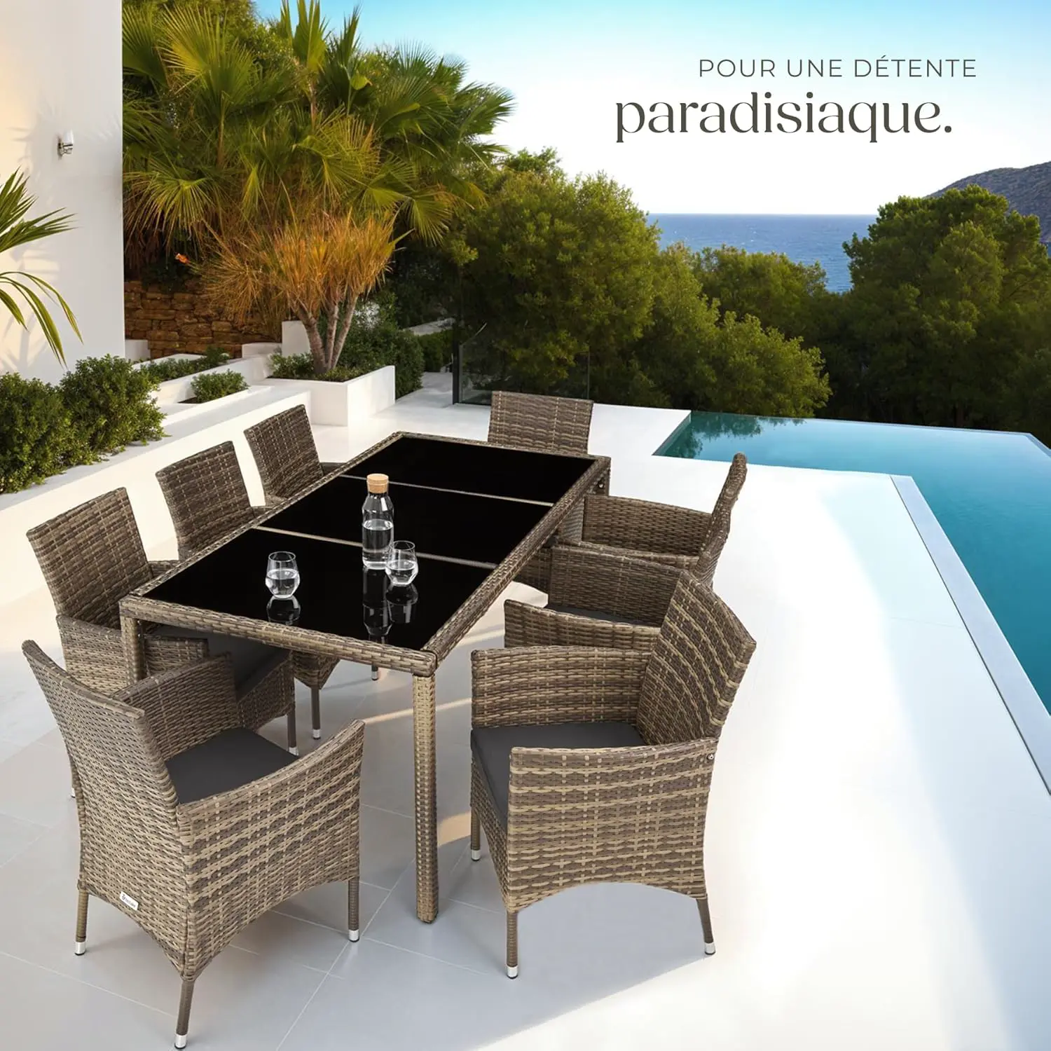 Salon de jardin 8 places en rotin vue 9