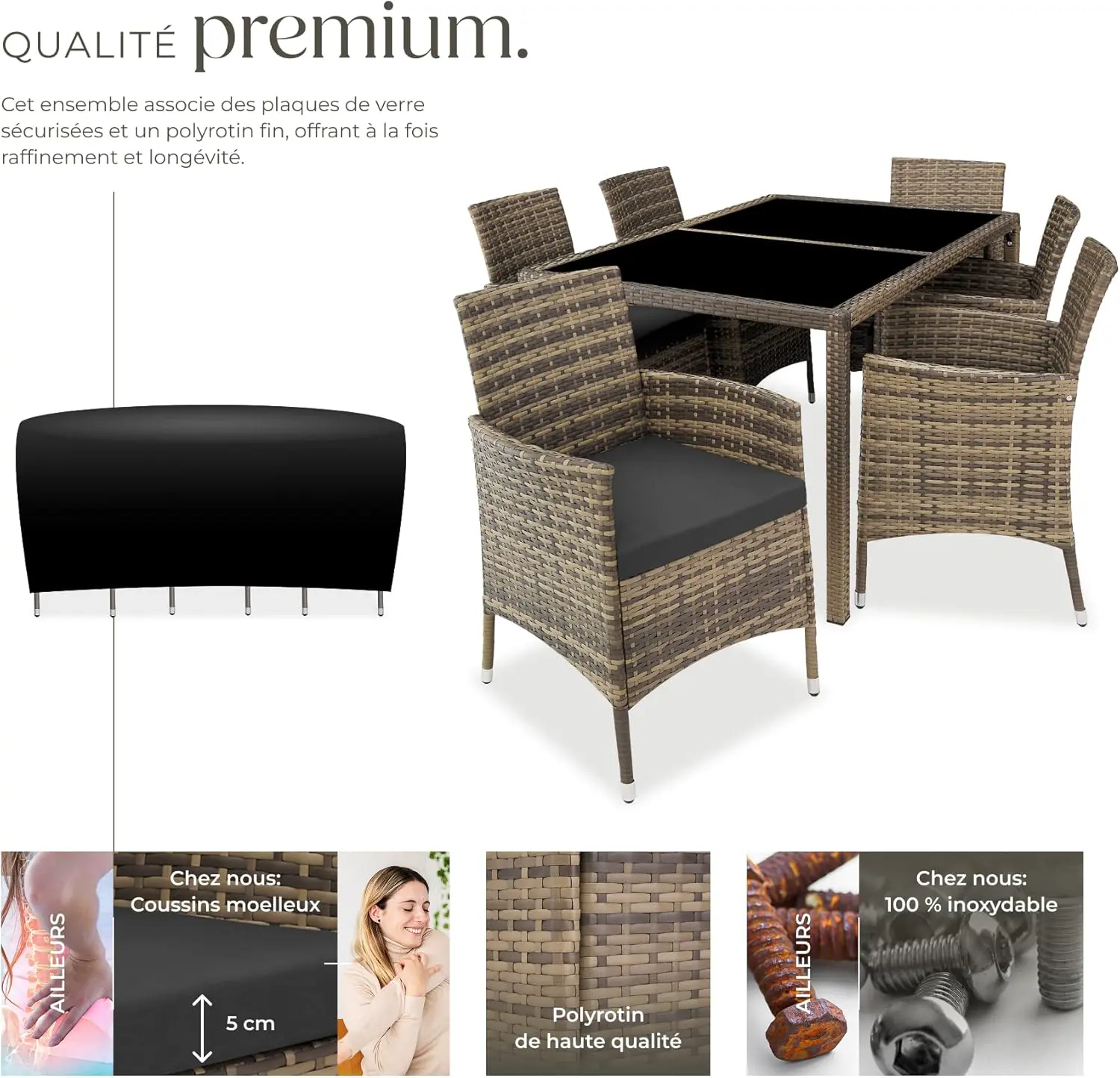 Salon de jardin en rotin vue 5