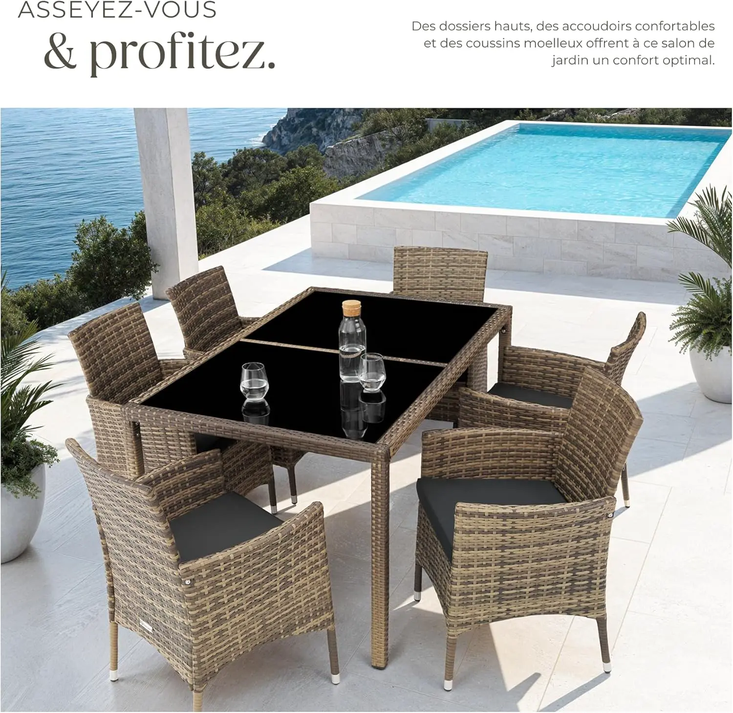 Salon de jardin en rotin vue 6