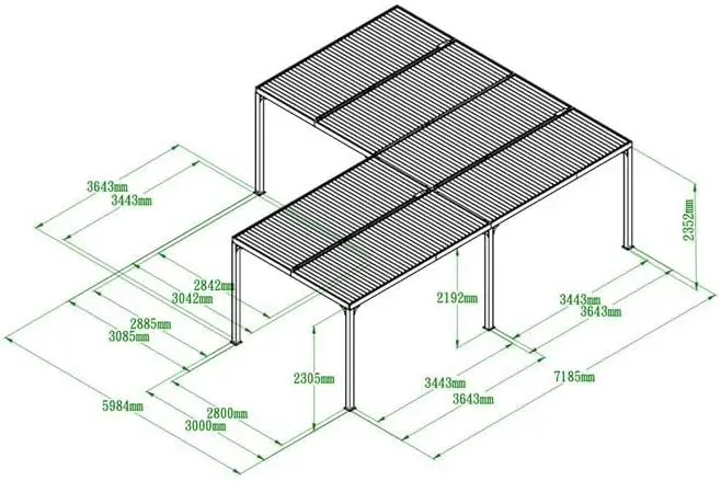 Pergola en aluminium gris 32,63 m² vue 3