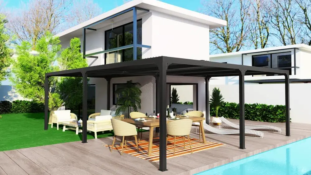 Pergola en aluminium gris 32,63 m² vue 4