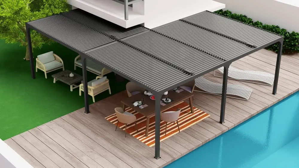 Pergola en aluminium gris 32,63 m² vue 5
