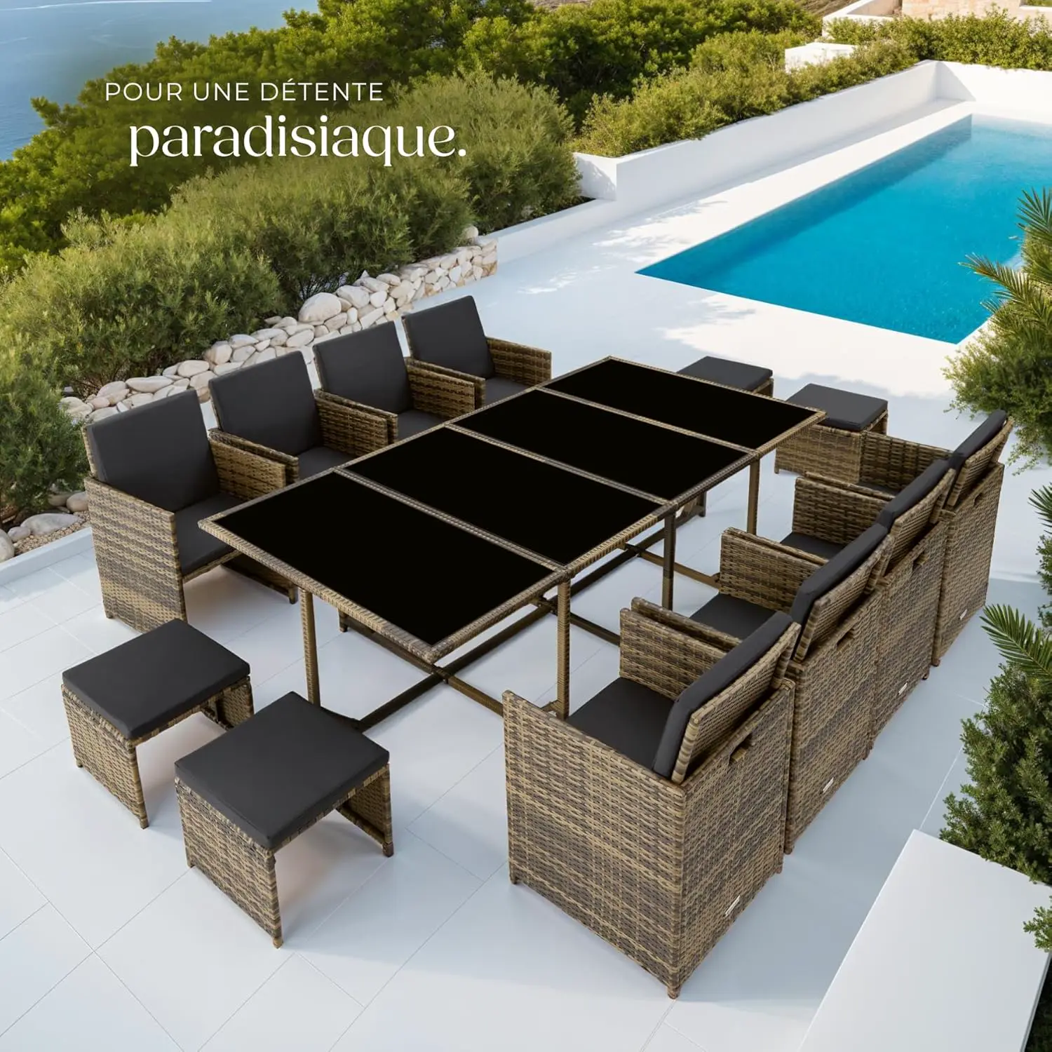 Salon de jardin en acier 53 x 87 cm vue 8