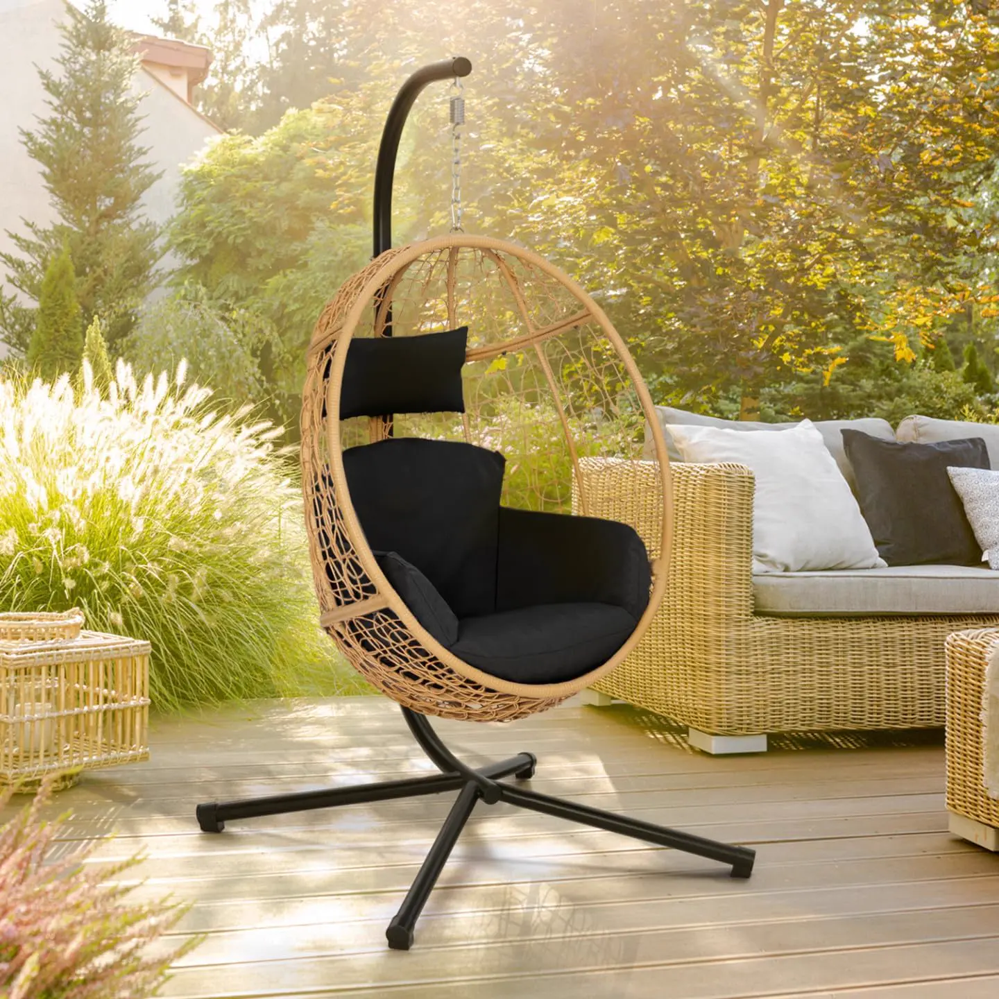 Fauteuils suspendus en rotin noir 35,7 x 58,8 cm vue 2
