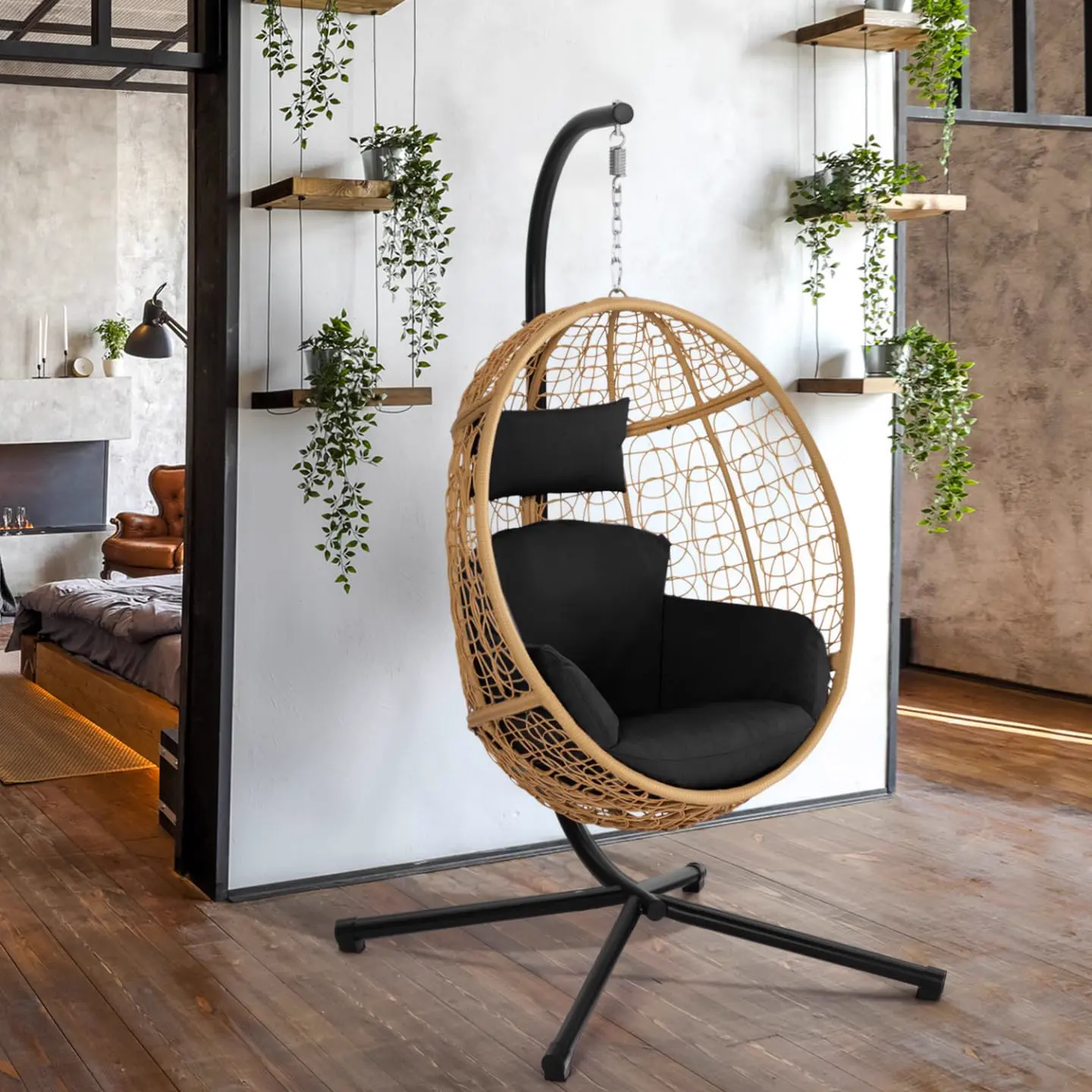 Fauteuils suspendus en rotin noir 35,7 x 58,8 cm vue 3