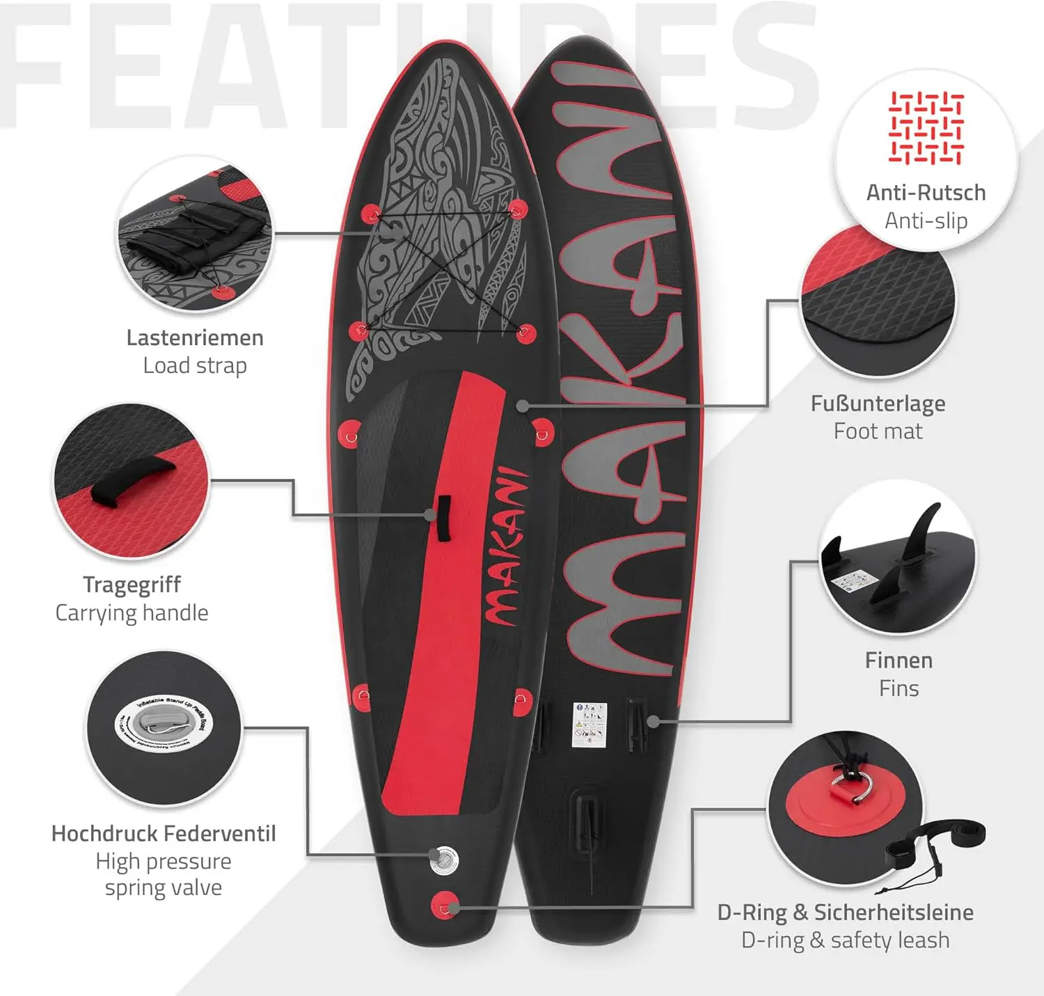 Paddle gonflable en aluminium noir vue 3