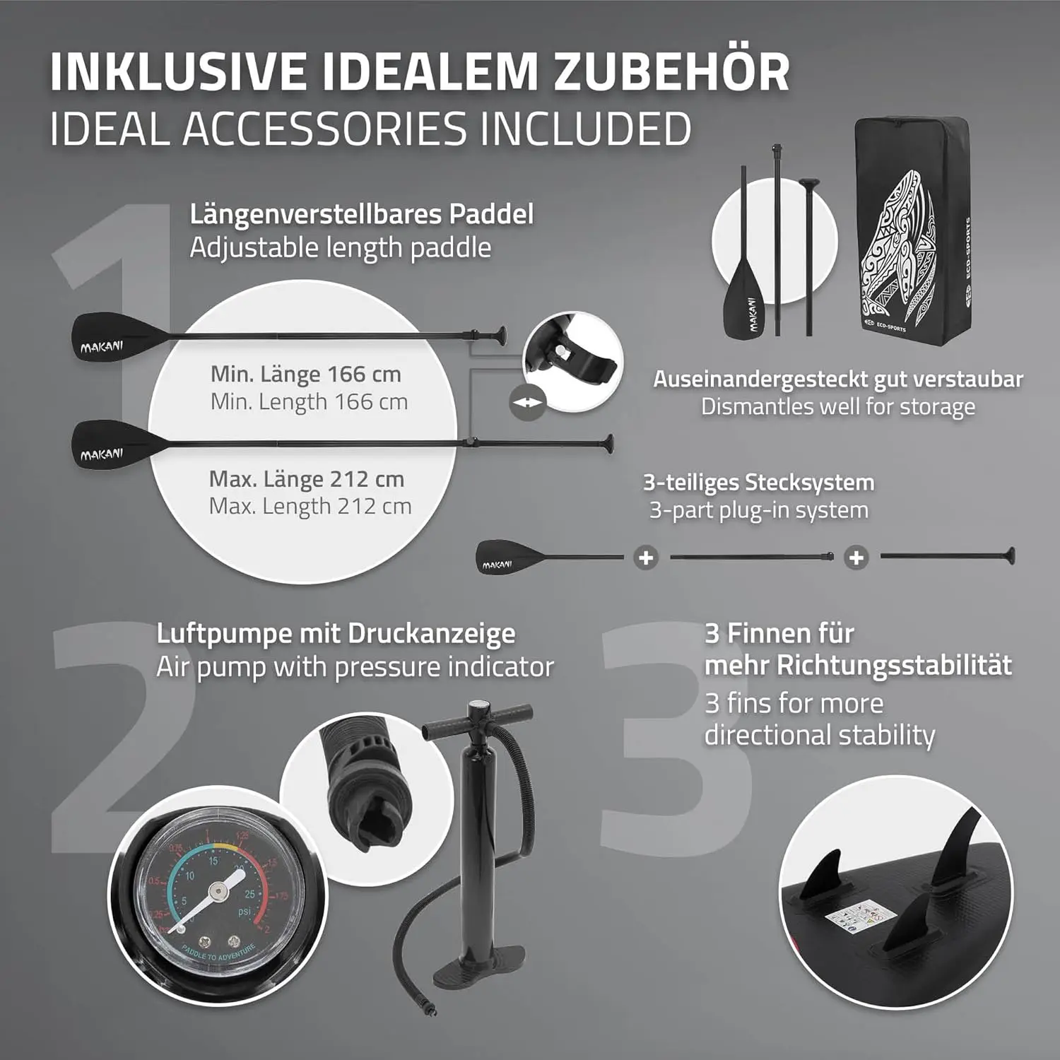 Paddle gonflable en aluminium noir vue 4