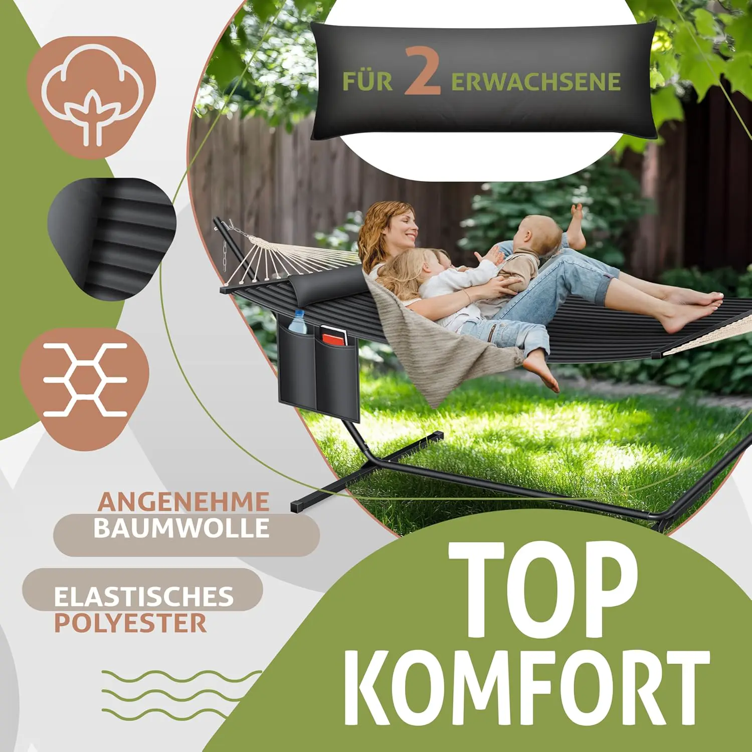 Fauteuils suspendus 2 places en acier anthracite vue 3