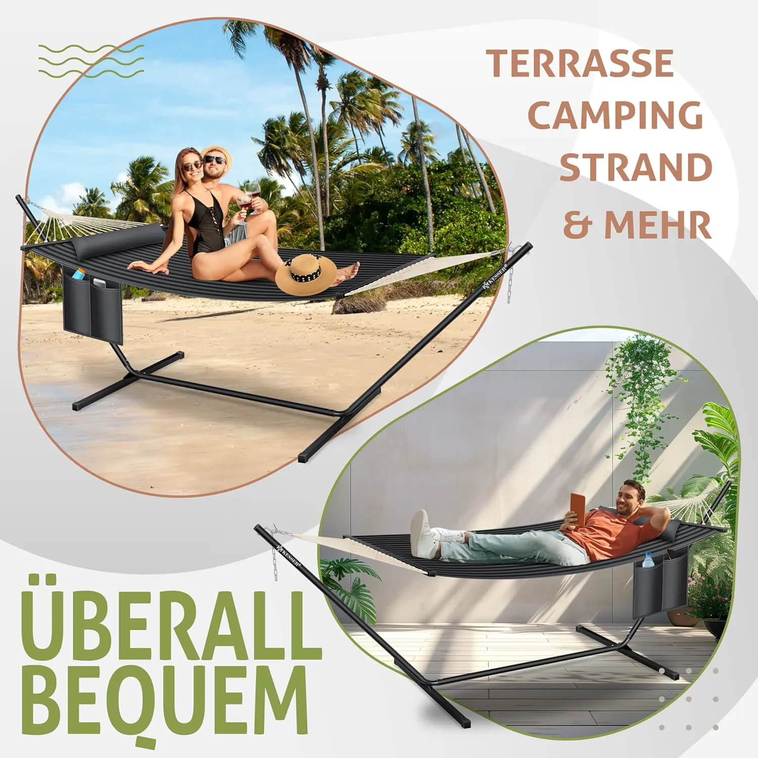 Fauteuils suspendus 2 places en acier anthracite vue 5
