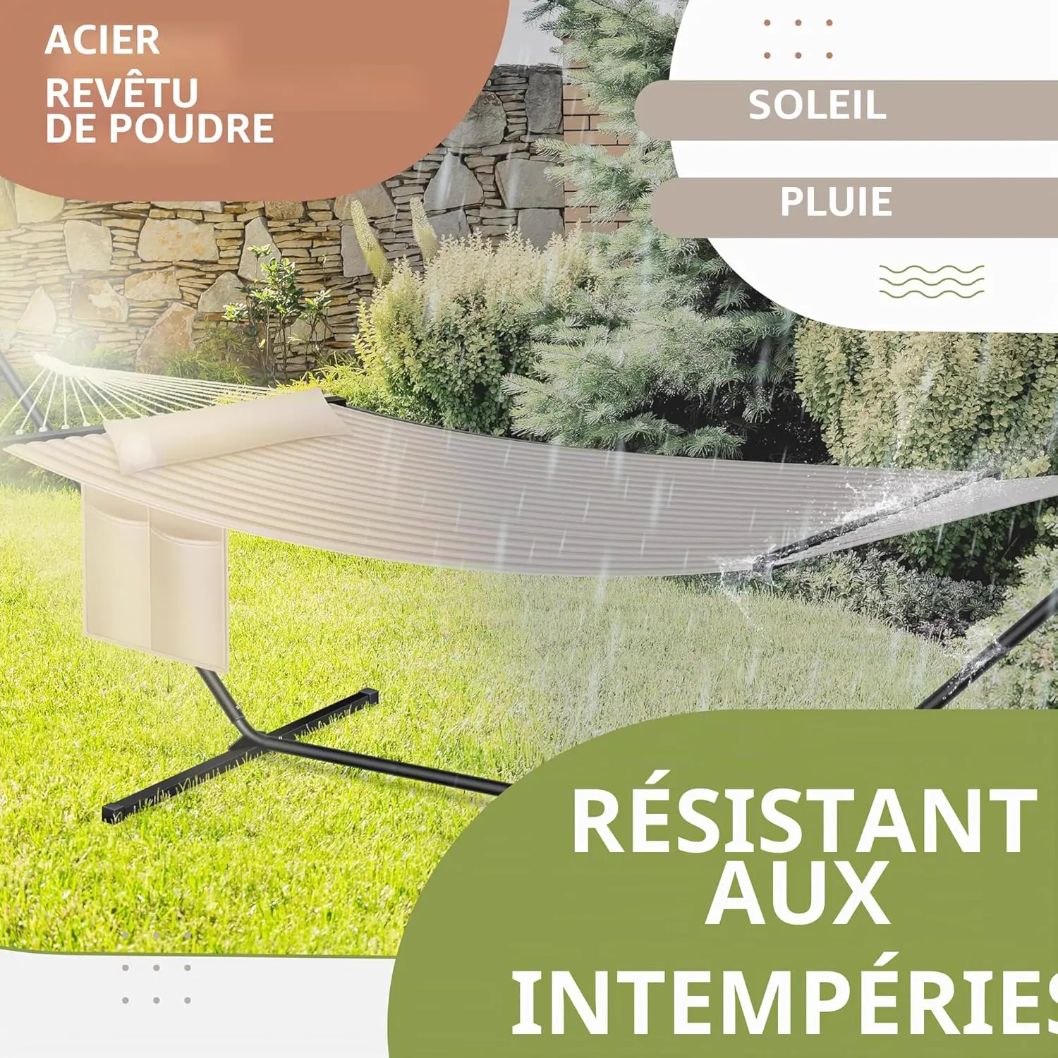 Fauteuils suspendus 2 places en acier vue 8