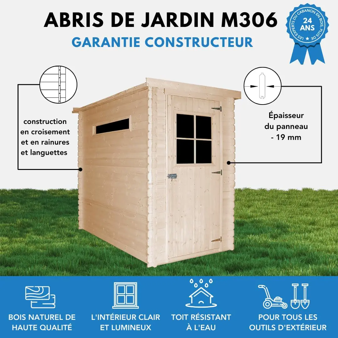 Abri de jardin en bois en bois 2,63 m² vue 4