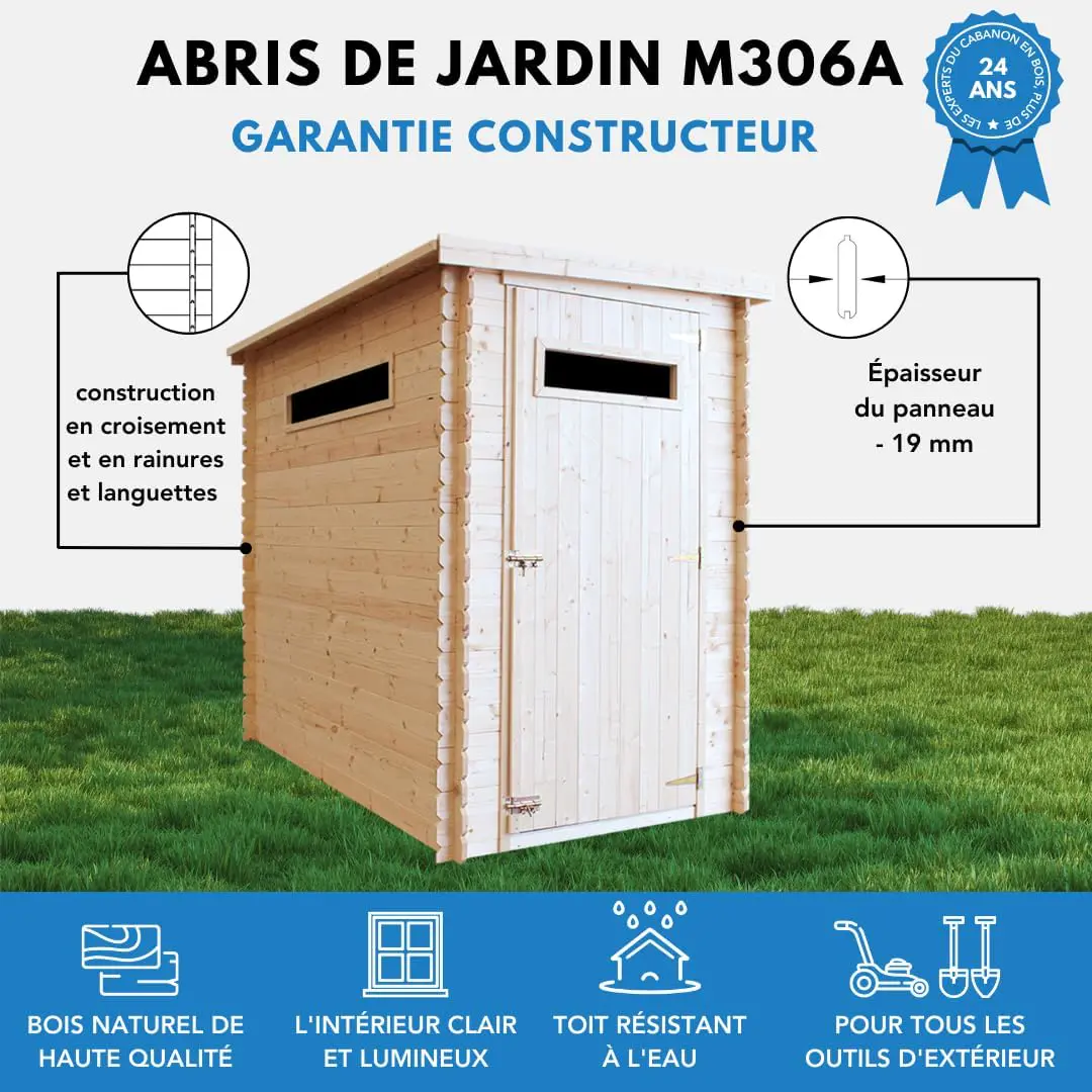 Abri de jardin en bois en bois 2,63 m² vue 4