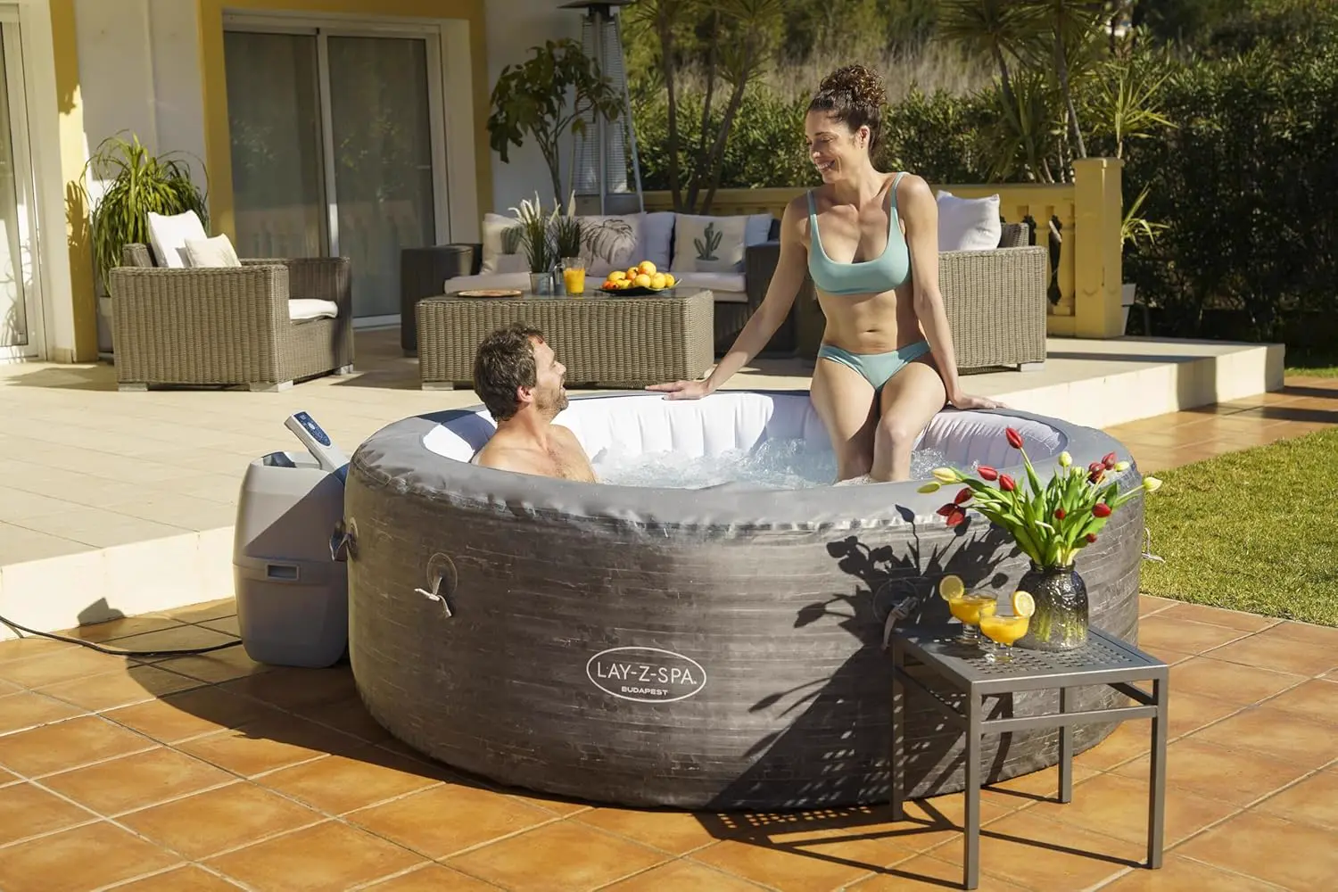 Spa gonflable 6 personnes 6 places gris 196 x 66 cm vue 3