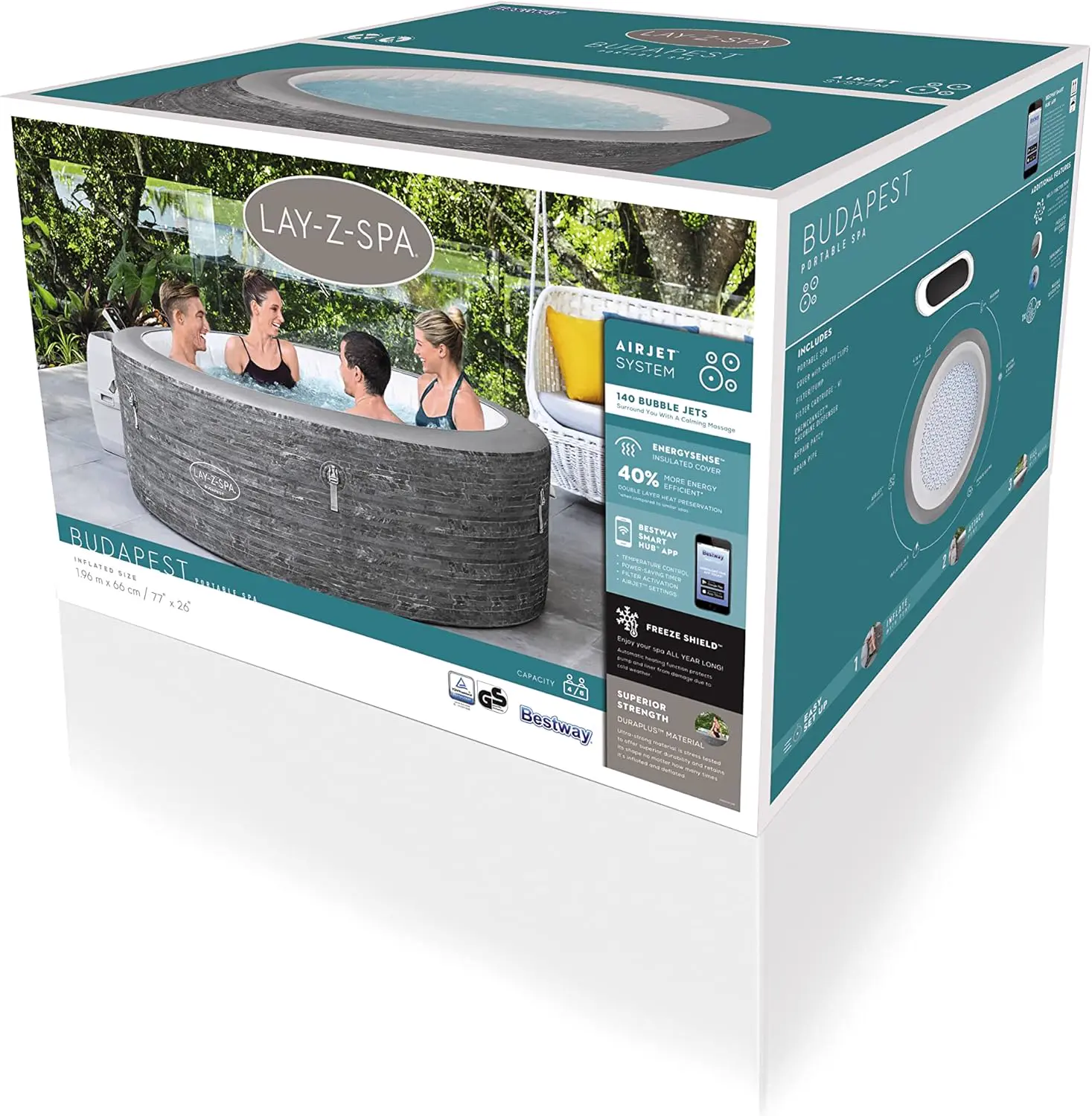 Spa gonflable 6 personnes 6 places gris 196 x 66 cm vue 4