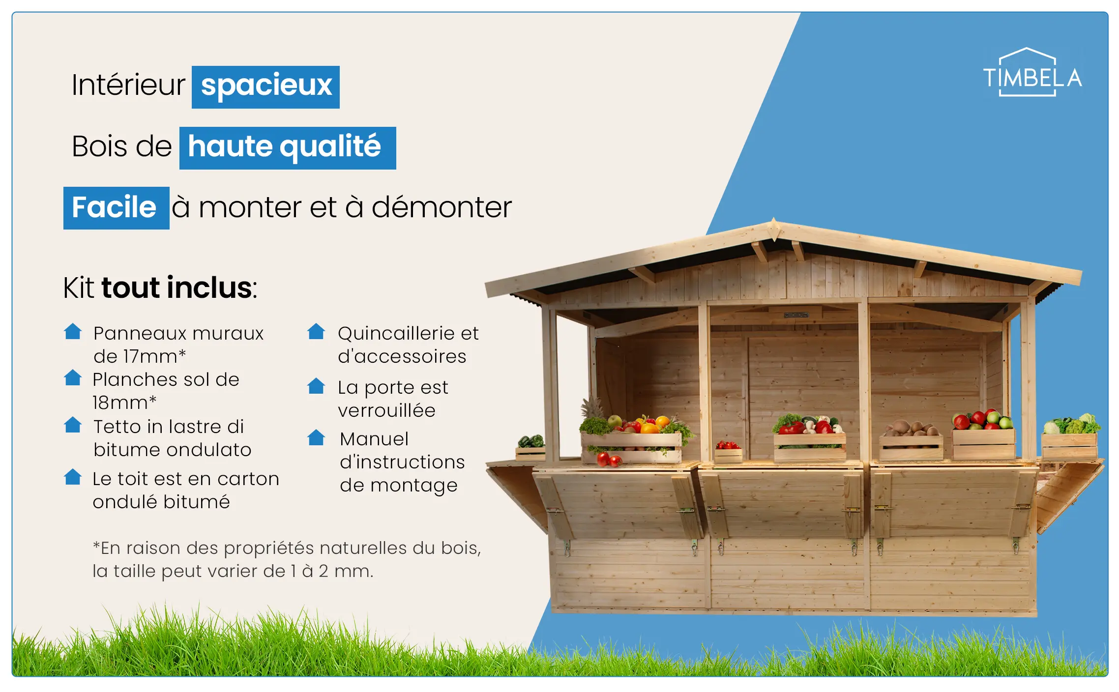 Abri de jardin en bois en bois 6,03 m² — contenu détaillé 2