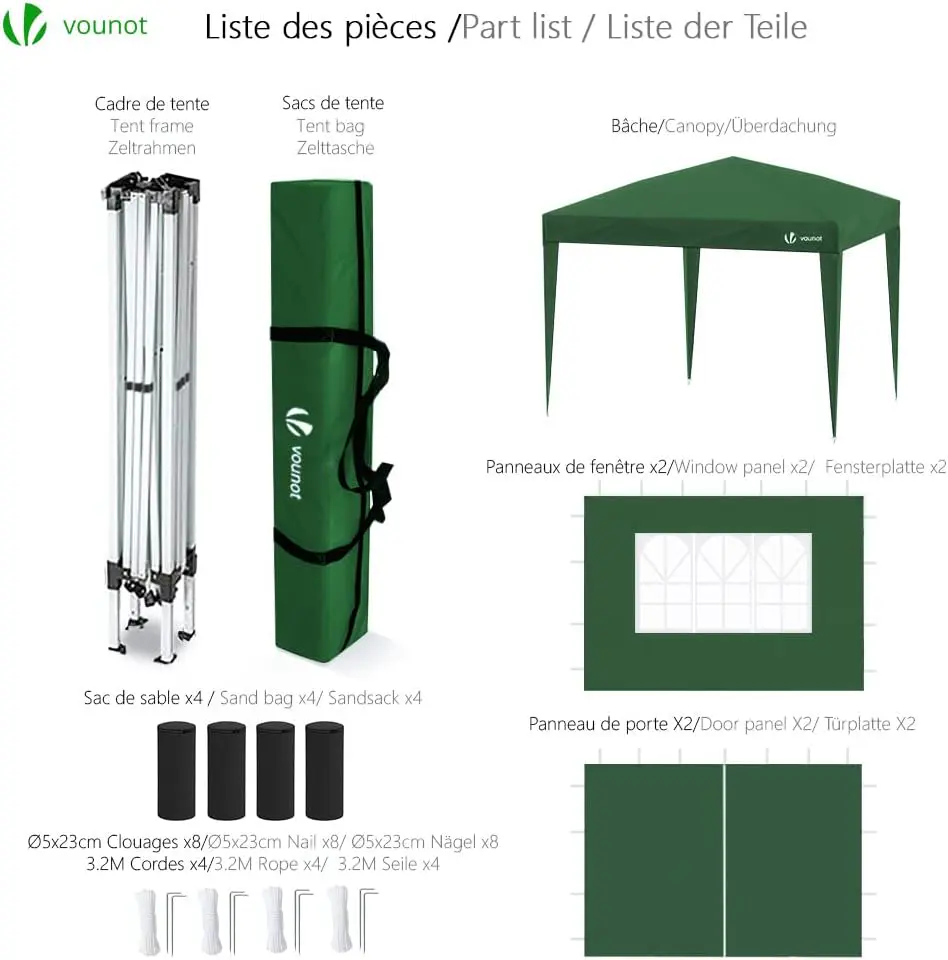 Tonnelle en acier vert 3x3m vue 2