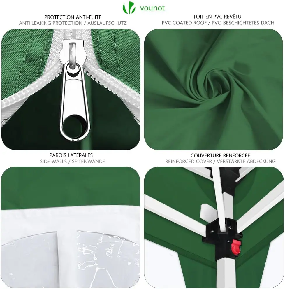 Tonnelle en acier vert 3x3m vue 4