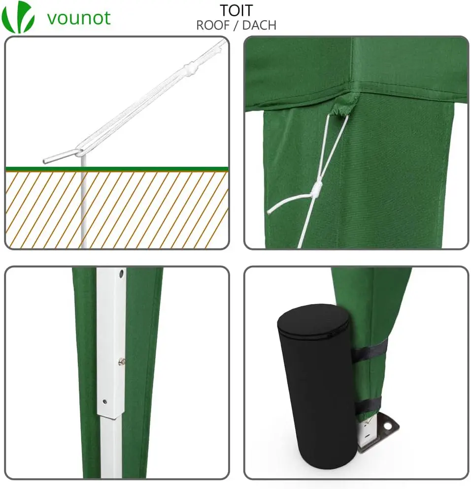 Tonnelle en acier vert 3x3m vue 6