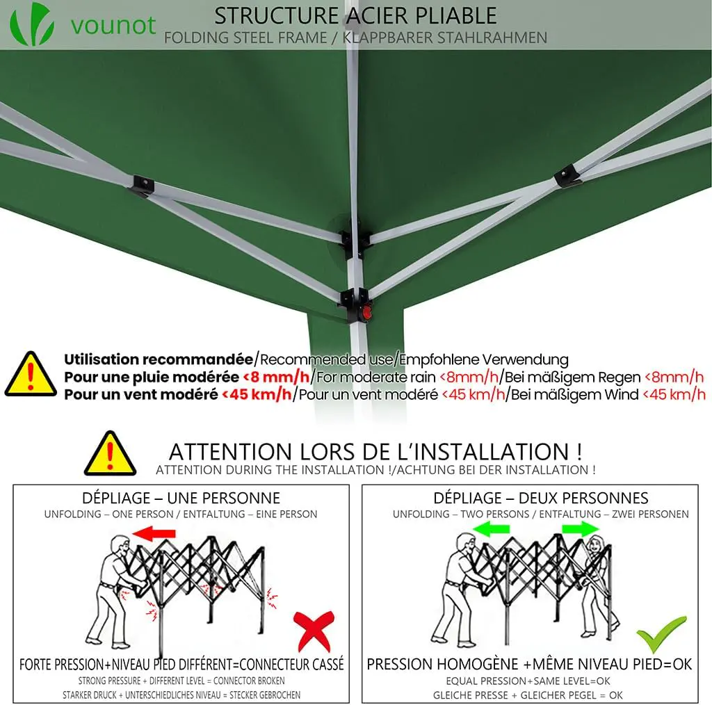 Tonnelle en acier vert 3x3m vue 7