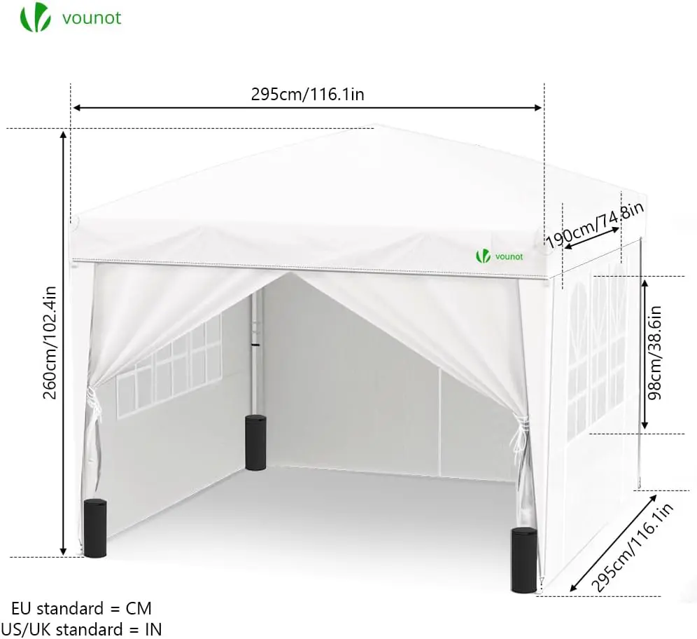 Tonnelle en acier blanc 3x3m vue 4
