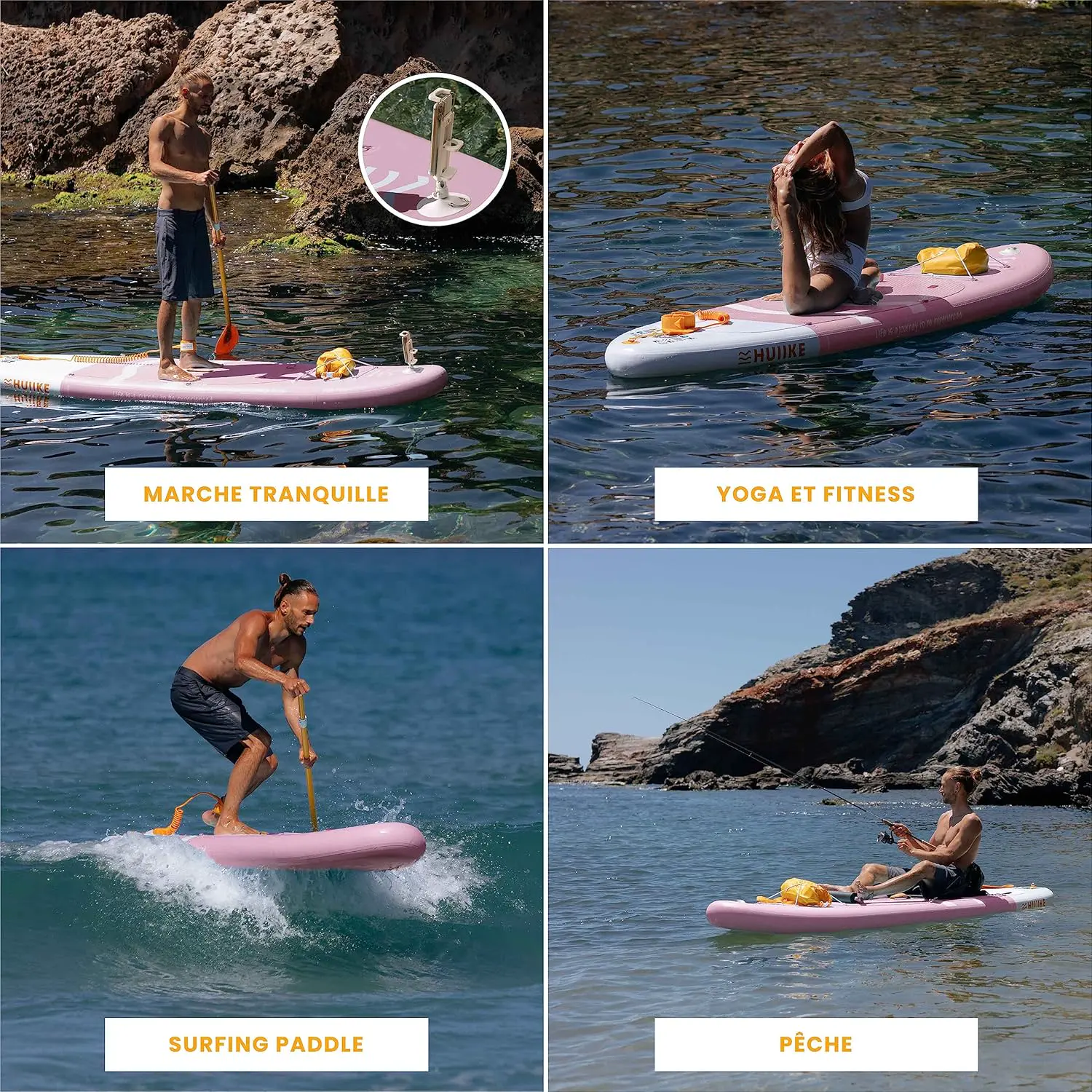 Paddle gonflable en aluminium rose 84 x 15 cm vue 5