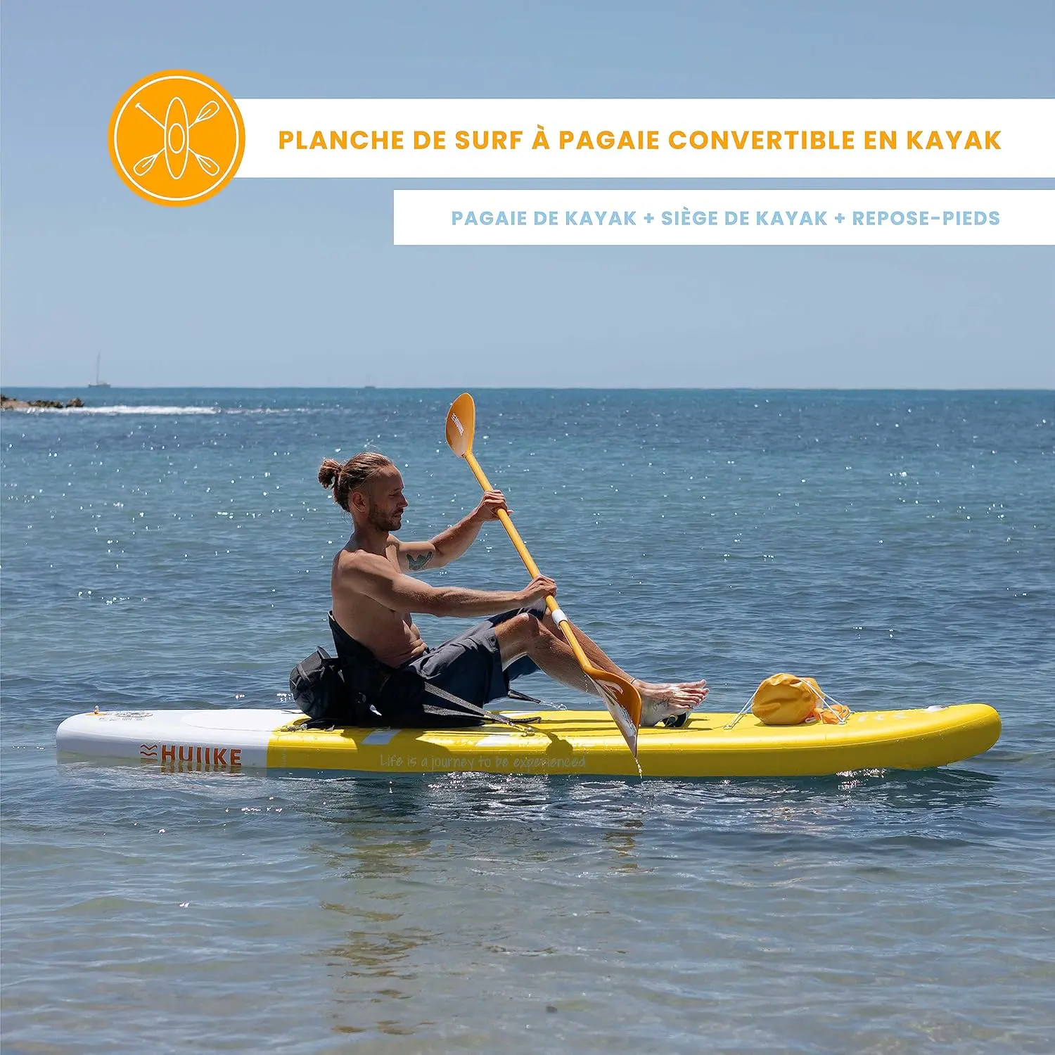 Paddle gonflable en aluminium jaune 84 x 15 cm vue 4