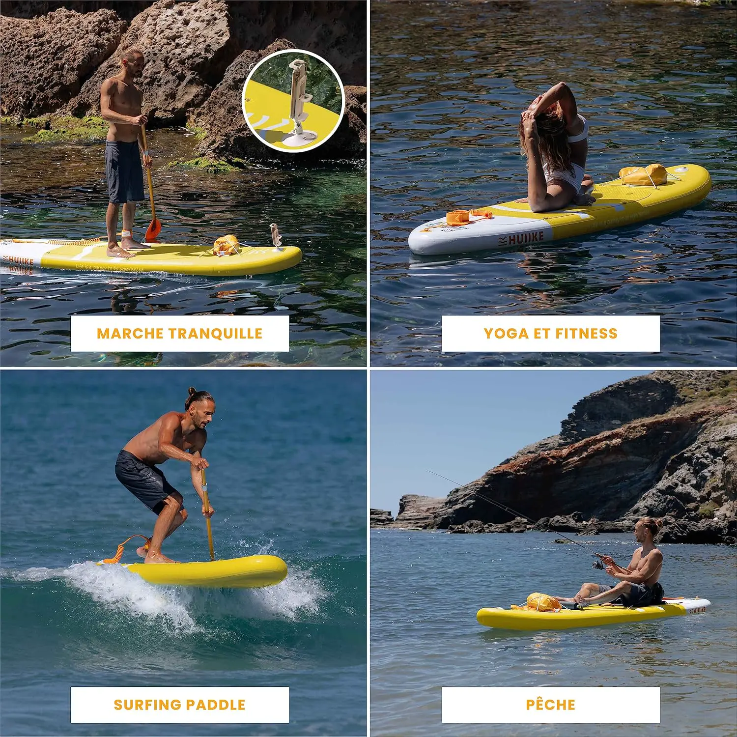 Paddle gonflable en aluminium jaune 84 x 15 cm vue 5