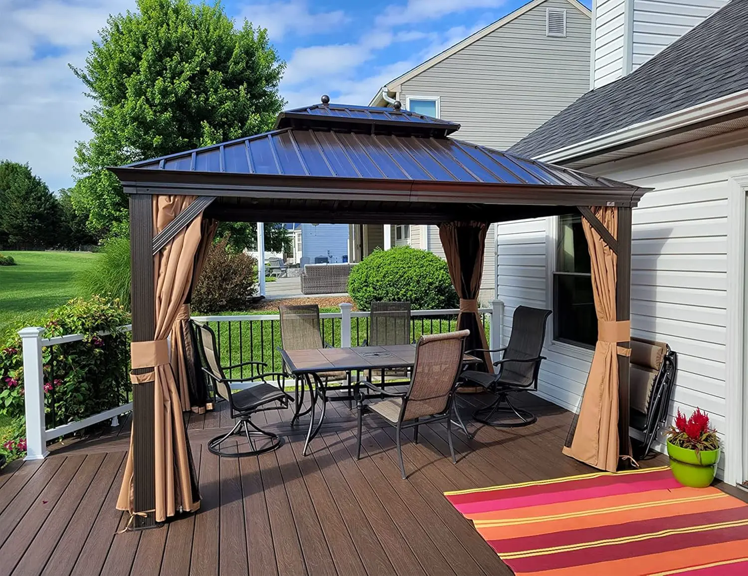 Pergola en aluminium gris 4,25 x 3 m vue 2