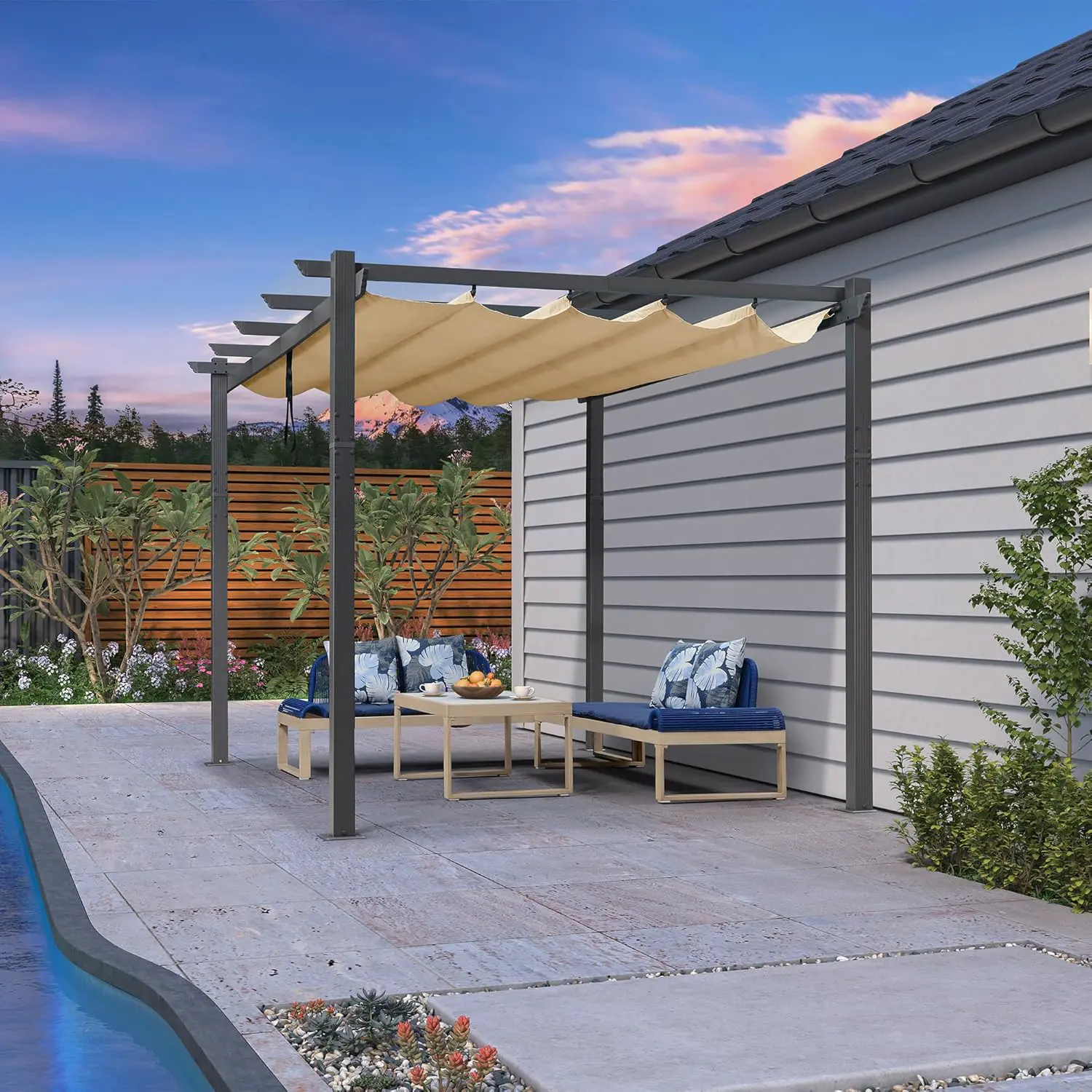 Pergola en aluminium gris 15,2 m² vue 2