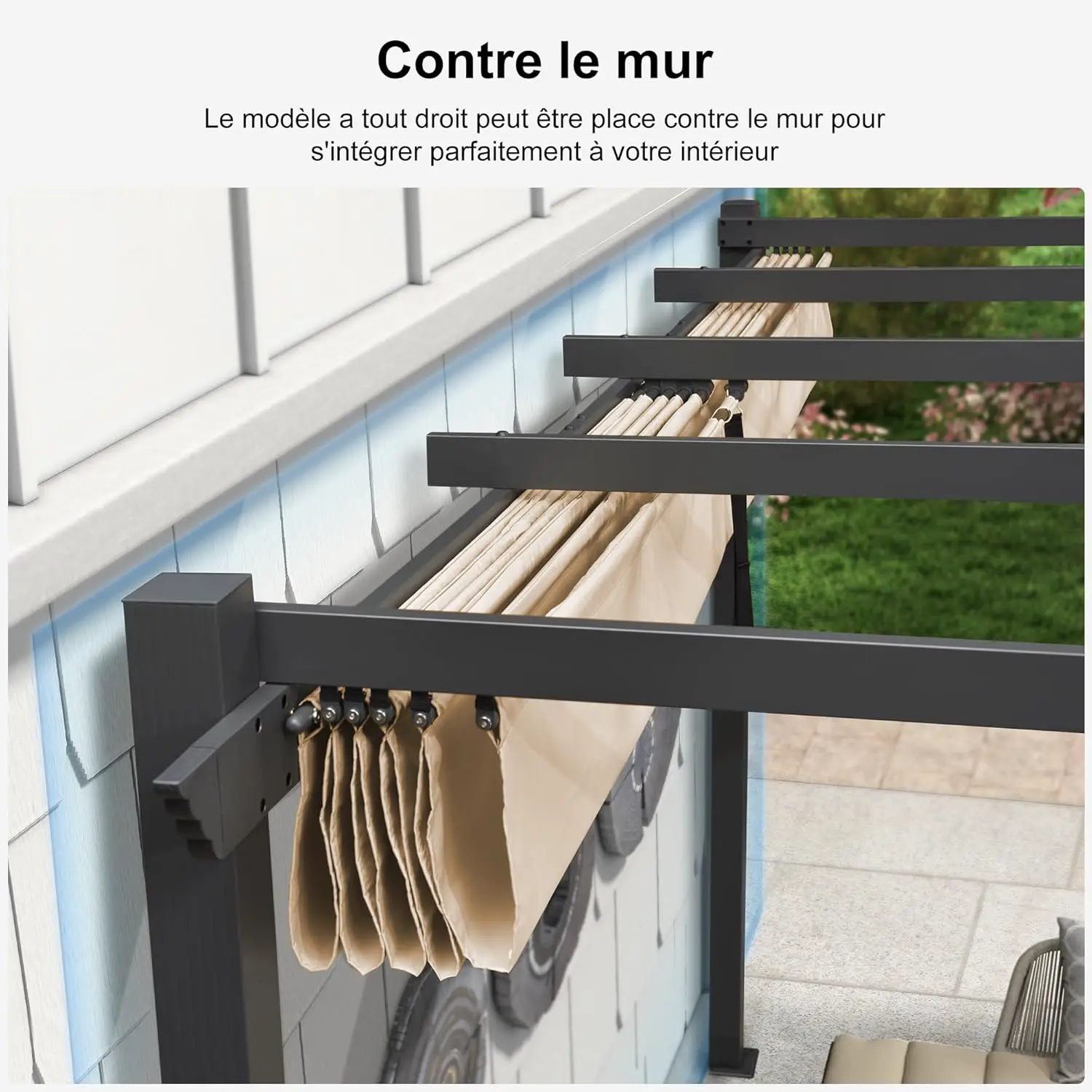 Pergola en aluminium gris 15,2 m² vue 3