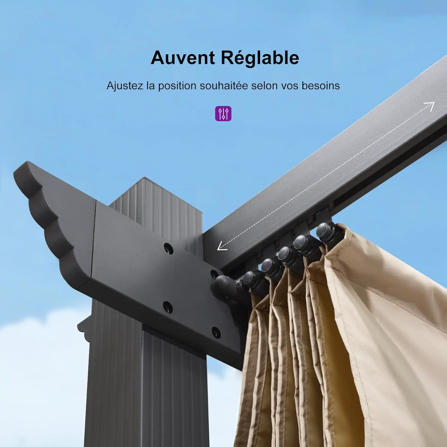 Pergola en aluminium gris 15,2 m² vue 6