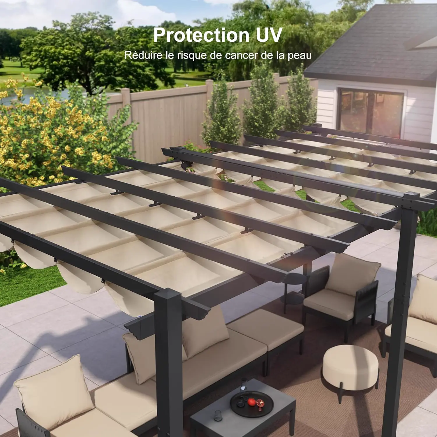 Pergola en aluminium kaki 15,2 m² vue 5