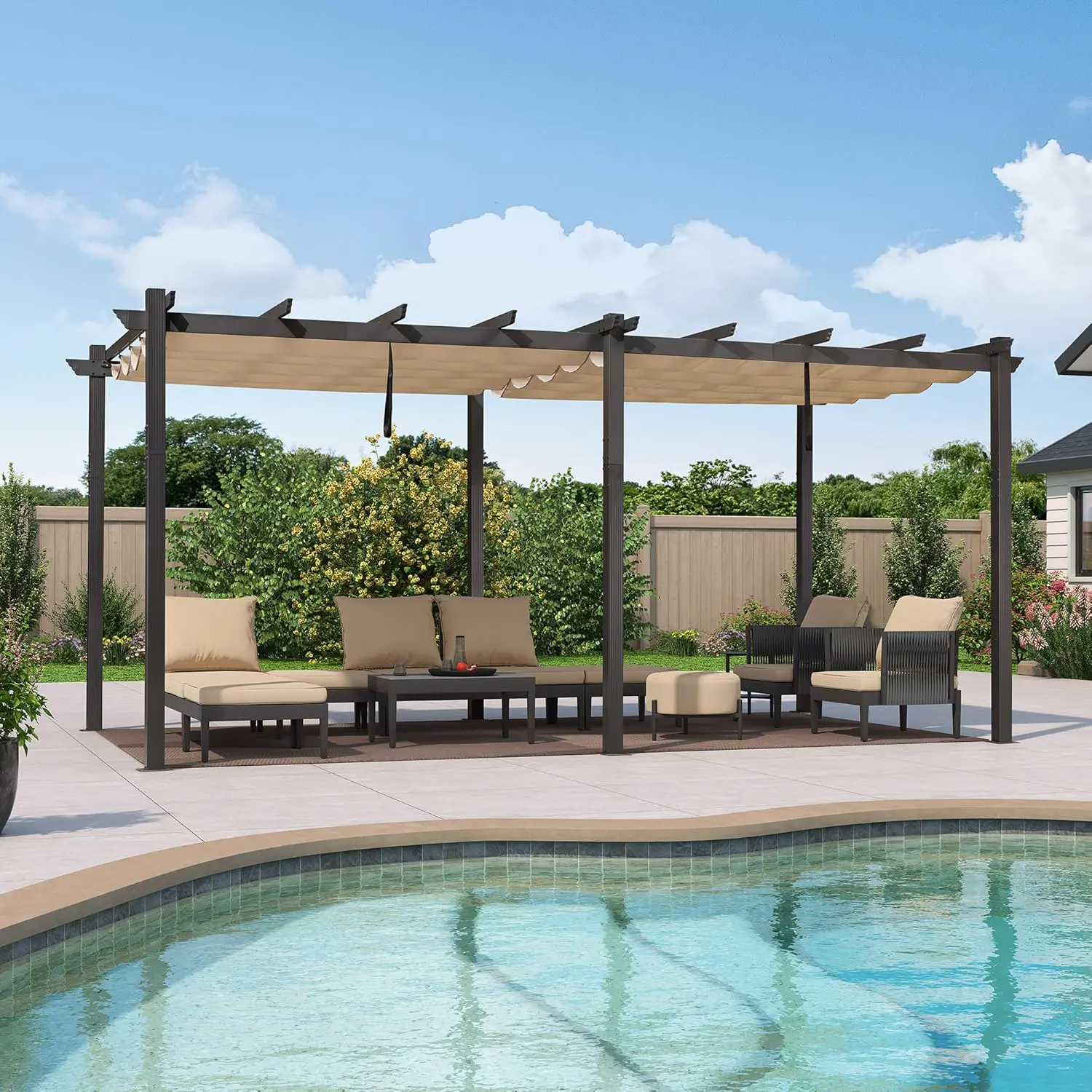 Pergola en aluminium kaki 15,2 m² vue 2