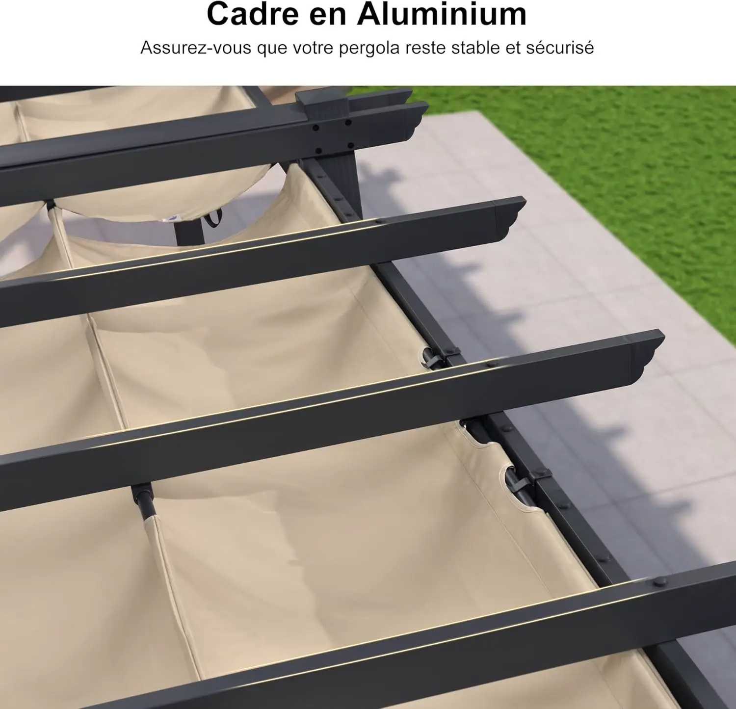 Pergola en aluminium kaki 15,2 m² vue 3