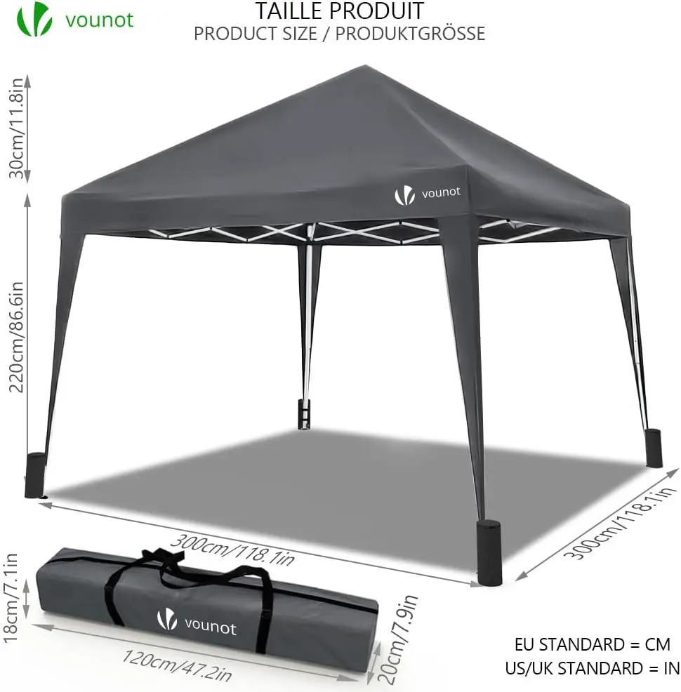 Tonnelle en acier gris 3x3m vue 5