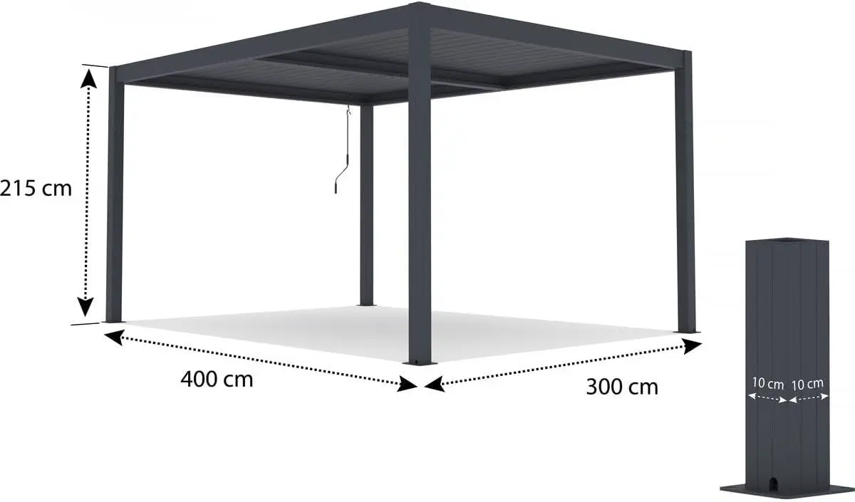 Pergola en aluminium gris 3 x 4 m vue 4