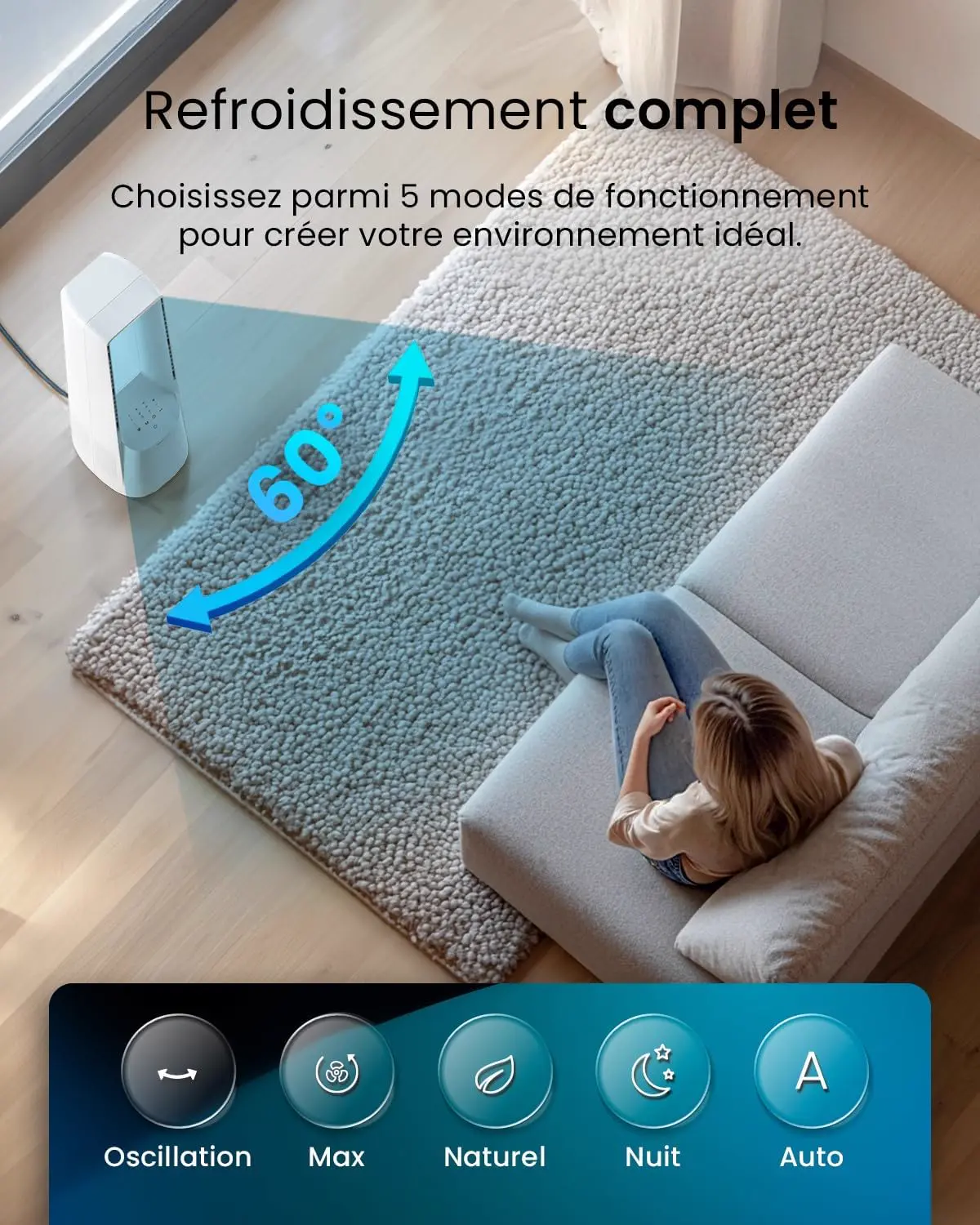 Ventilateur blanc vue 4